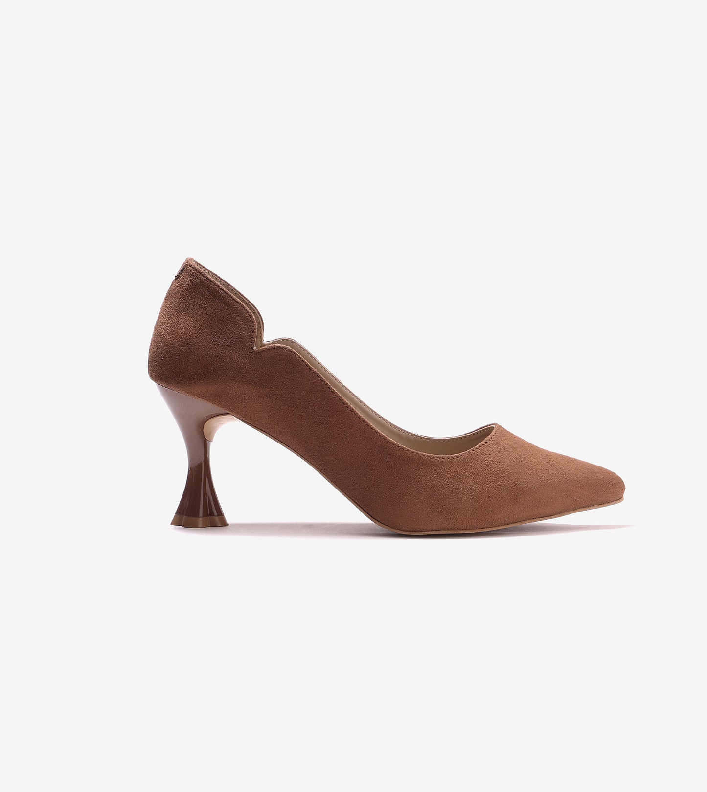 Pointed Toe Sculpted Pumps - Brown