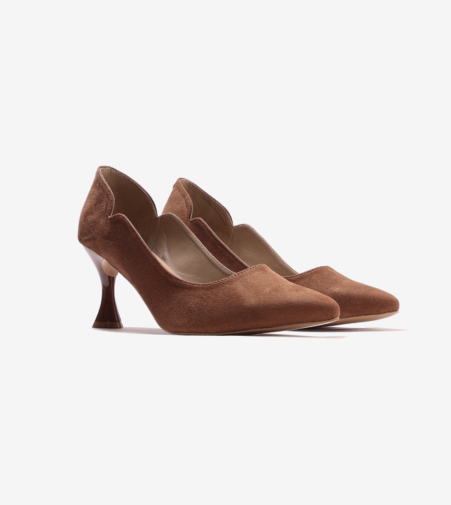 Pointed Toe Sculpted Pumps - Brown