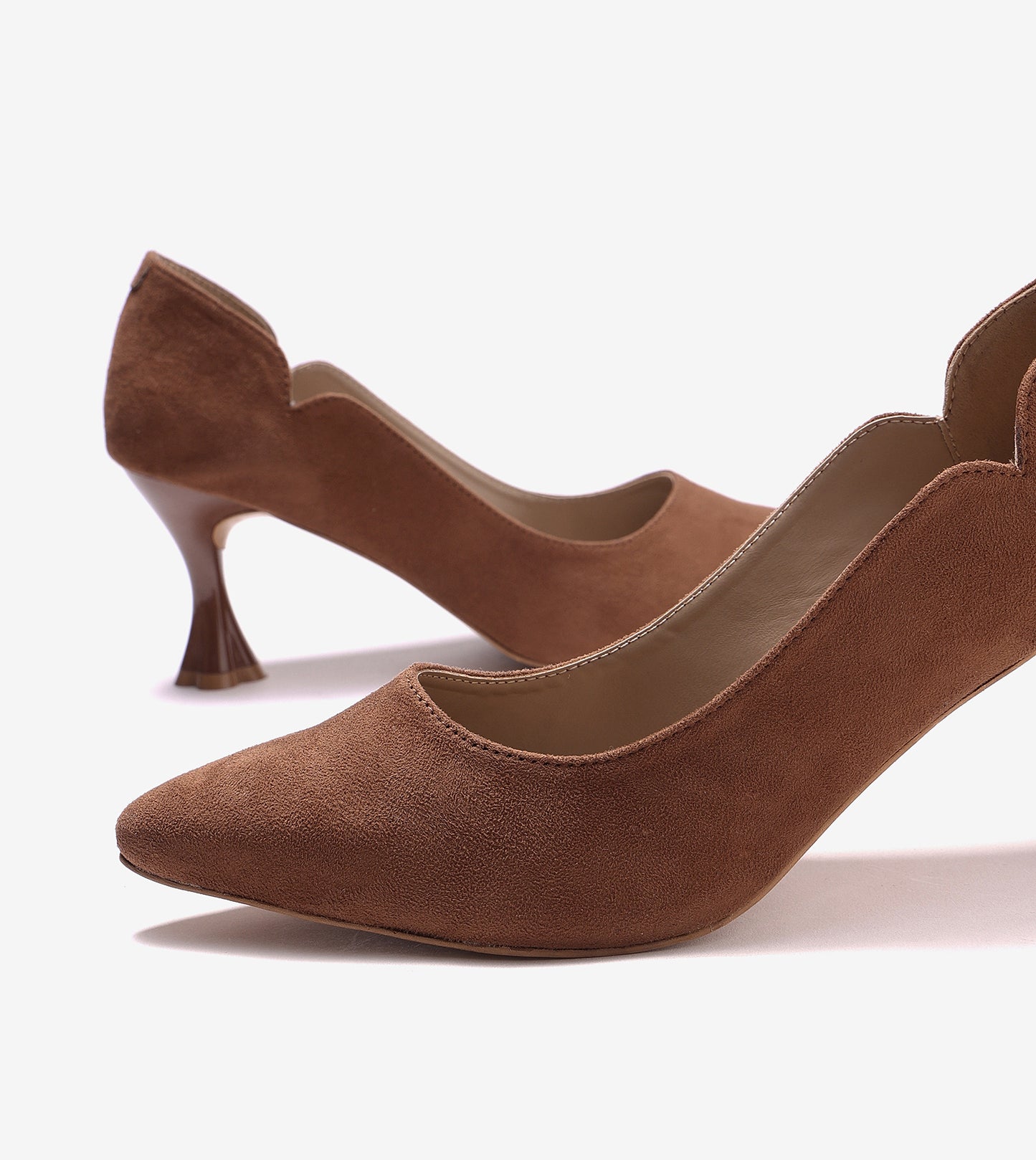 Pointed Toe Sculpted Pumps - Brown