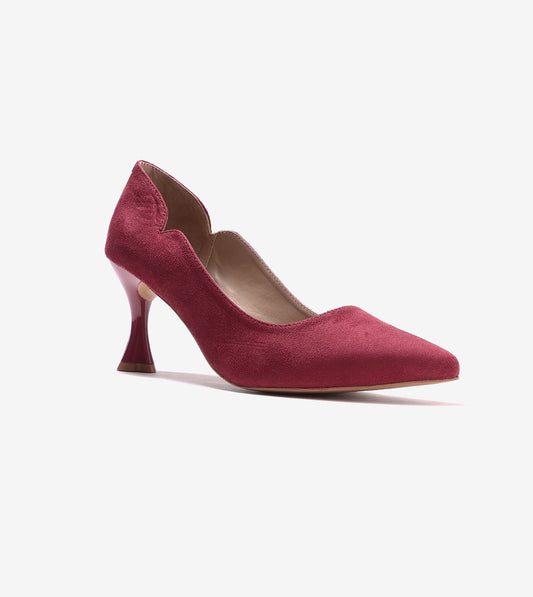 Pointed Toe Sculpted Pumps - Red