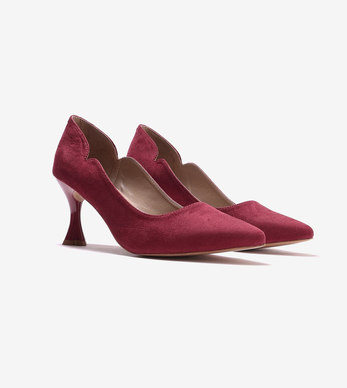 Pointed Toe Sculpted Pumps - Red