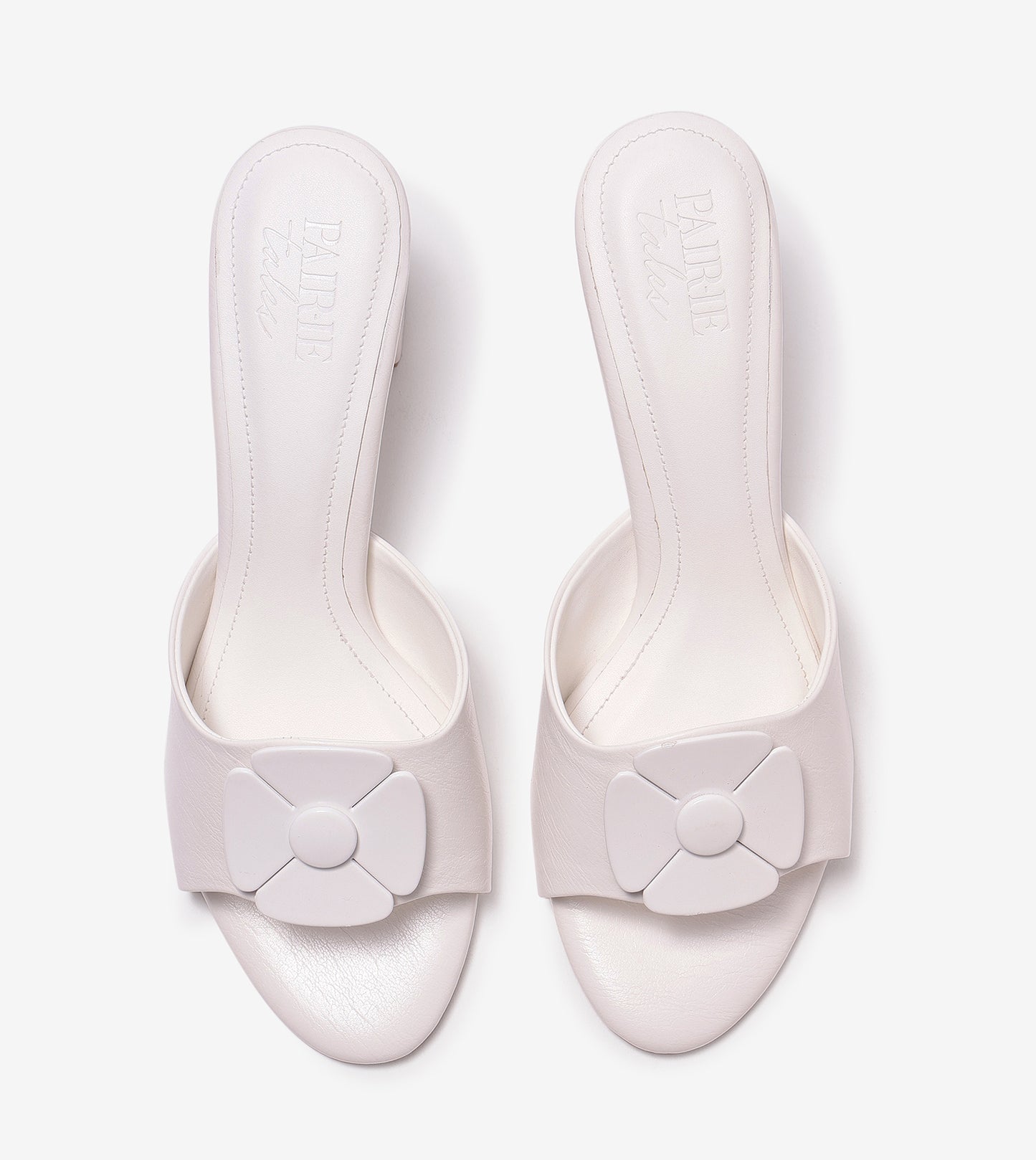 Floral Metallic Adornment Block Heeled Sandals - White