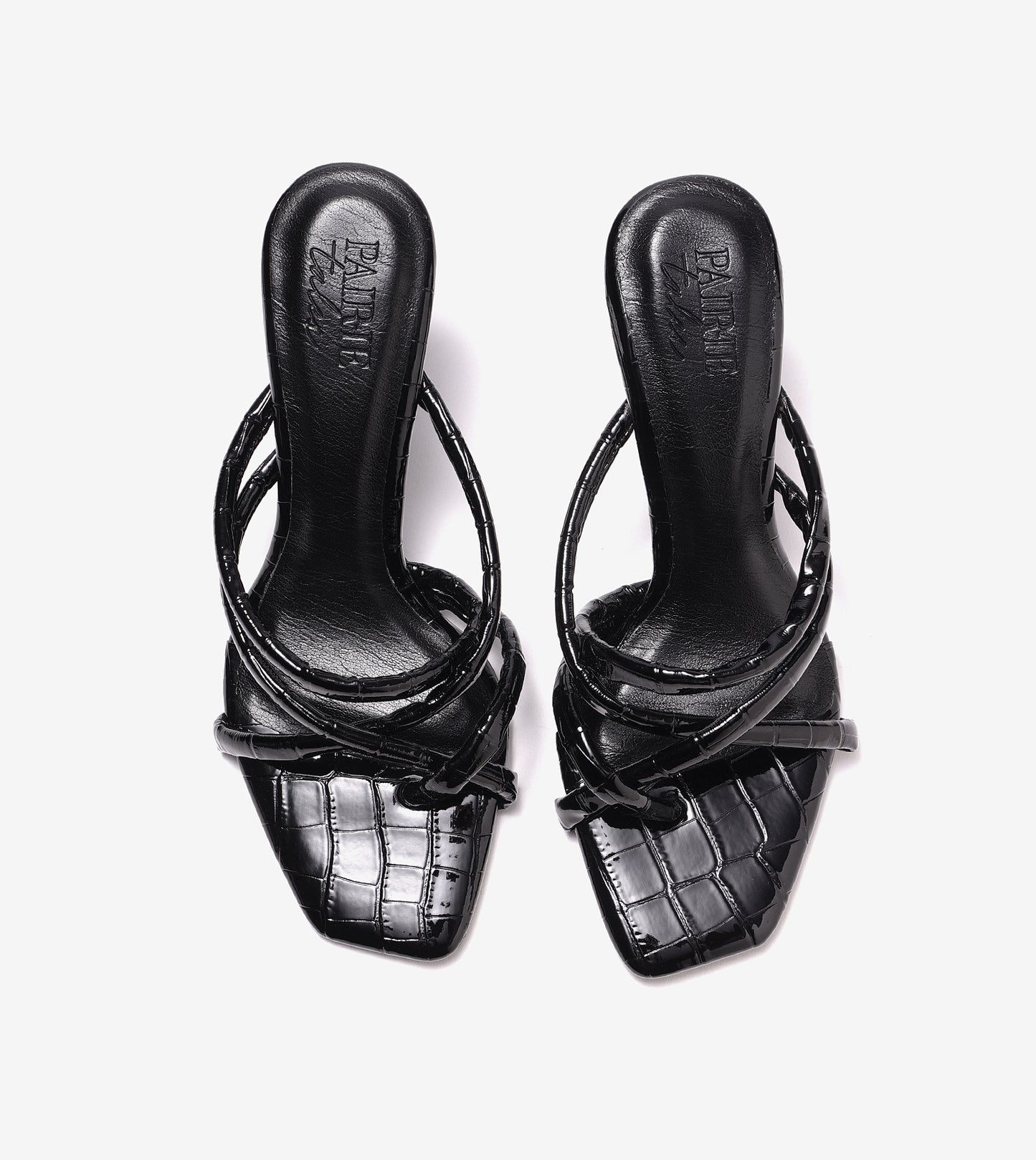 Asymmetric Strappy Tubular Heeled Sandals - Black
