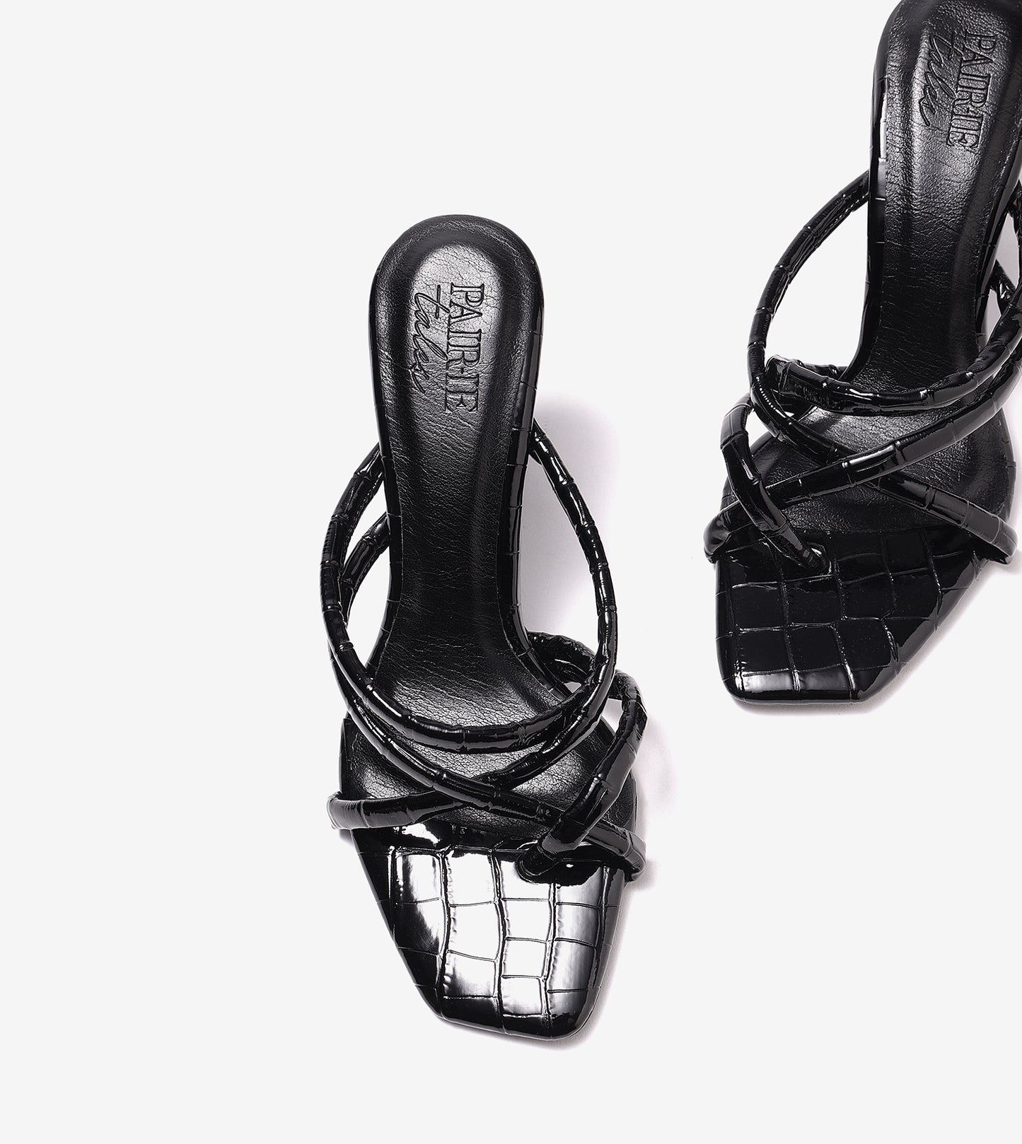 Asymmetric Strappy Tubular Heeled Sandals - Black