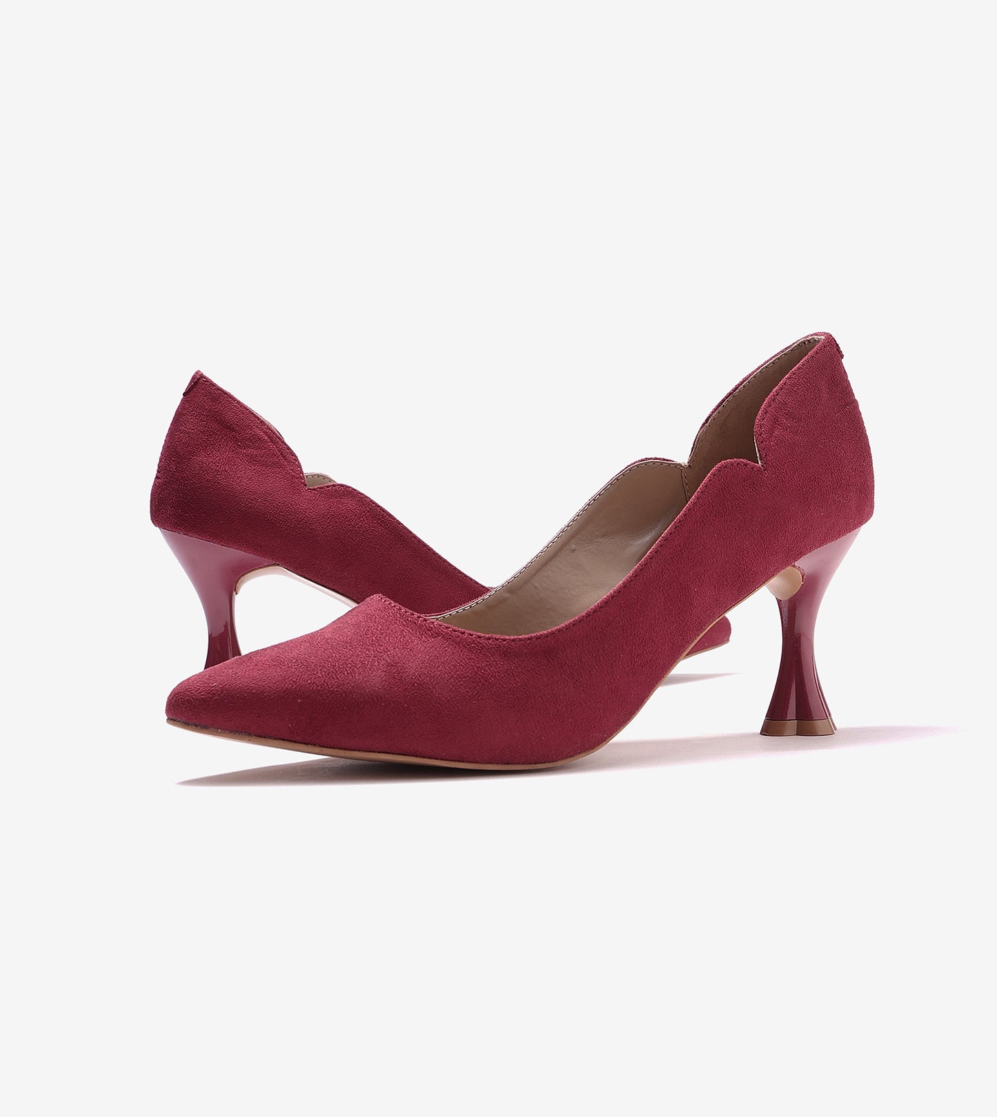 Pointed Toe Sculpted Pumps - Red