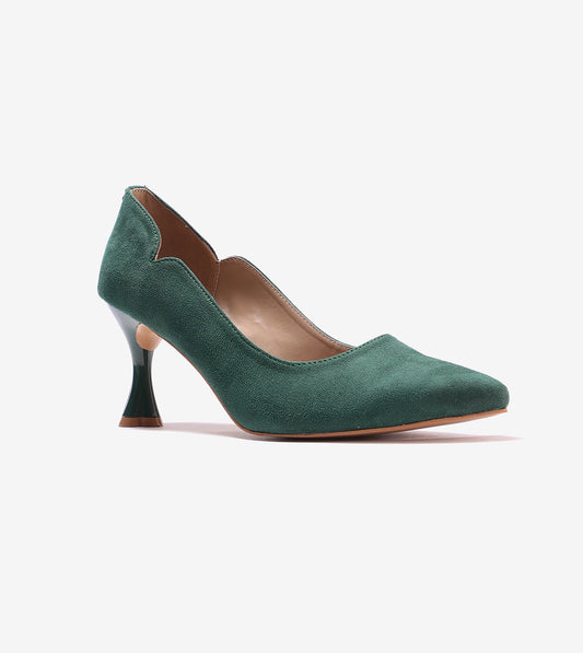 Pointed Toe Sculpted Pumps - Green