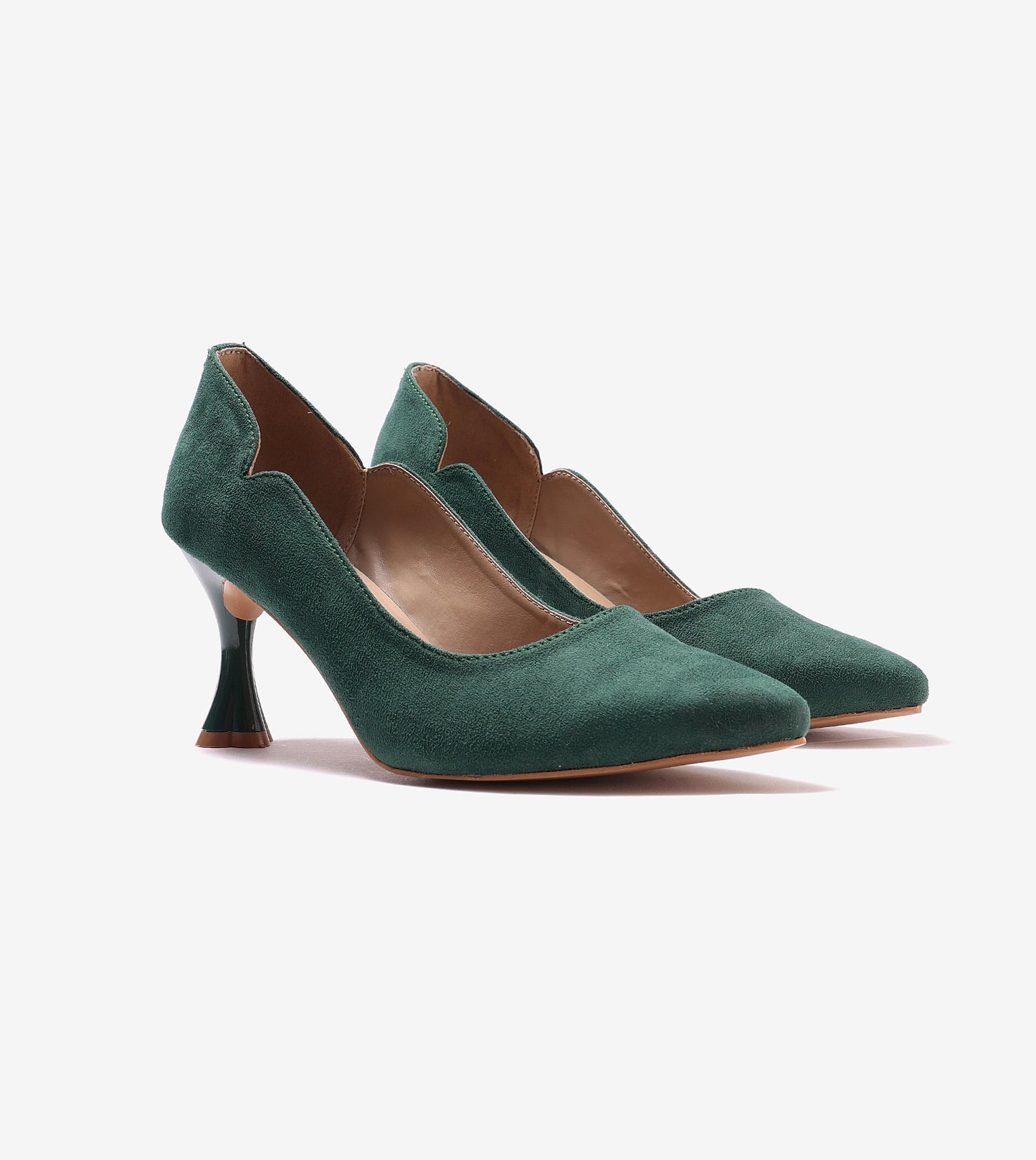 Pointed Toe Sculpted Pumps - Green