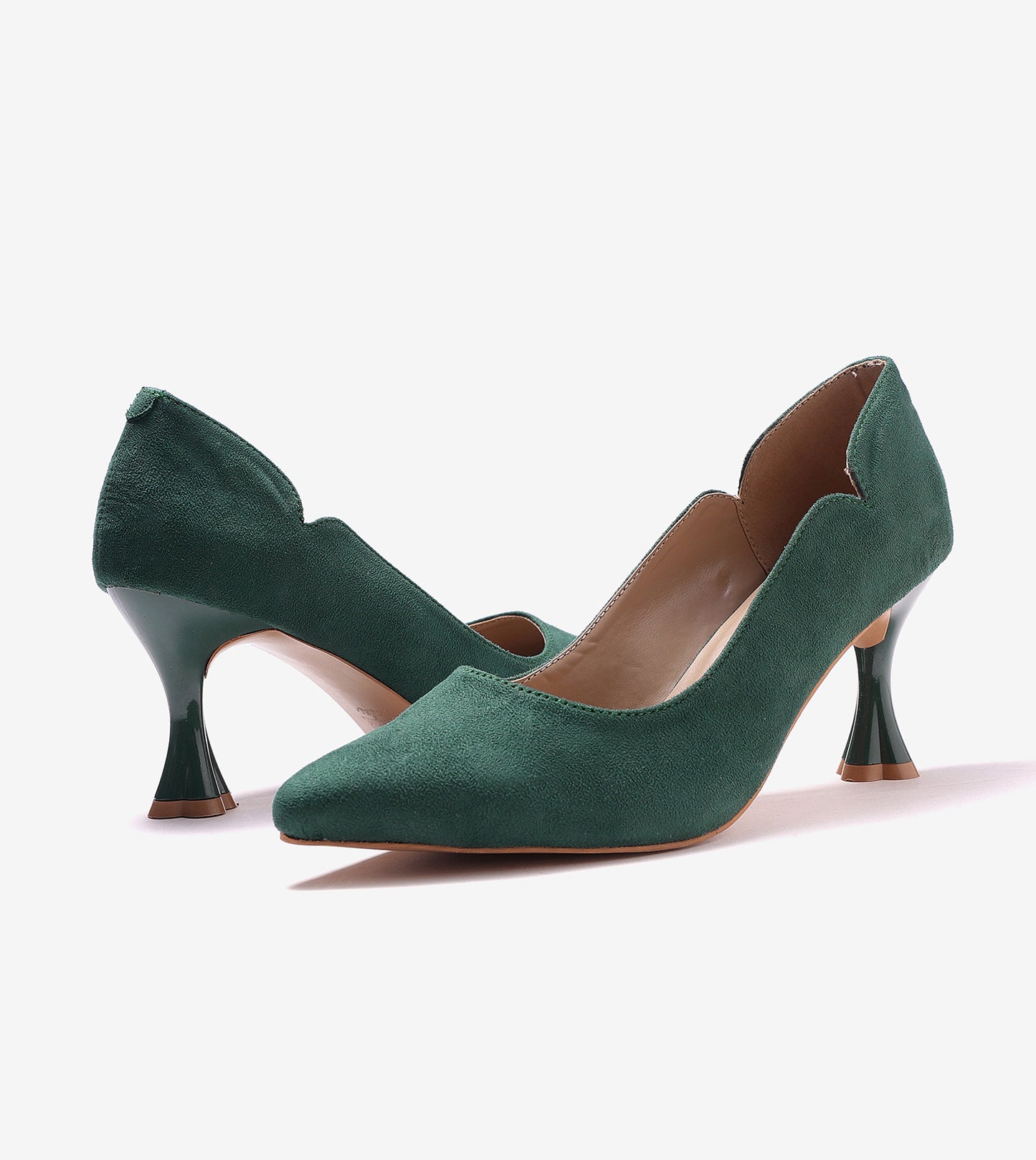 Pointed Toe Sculpted Pumps - Green