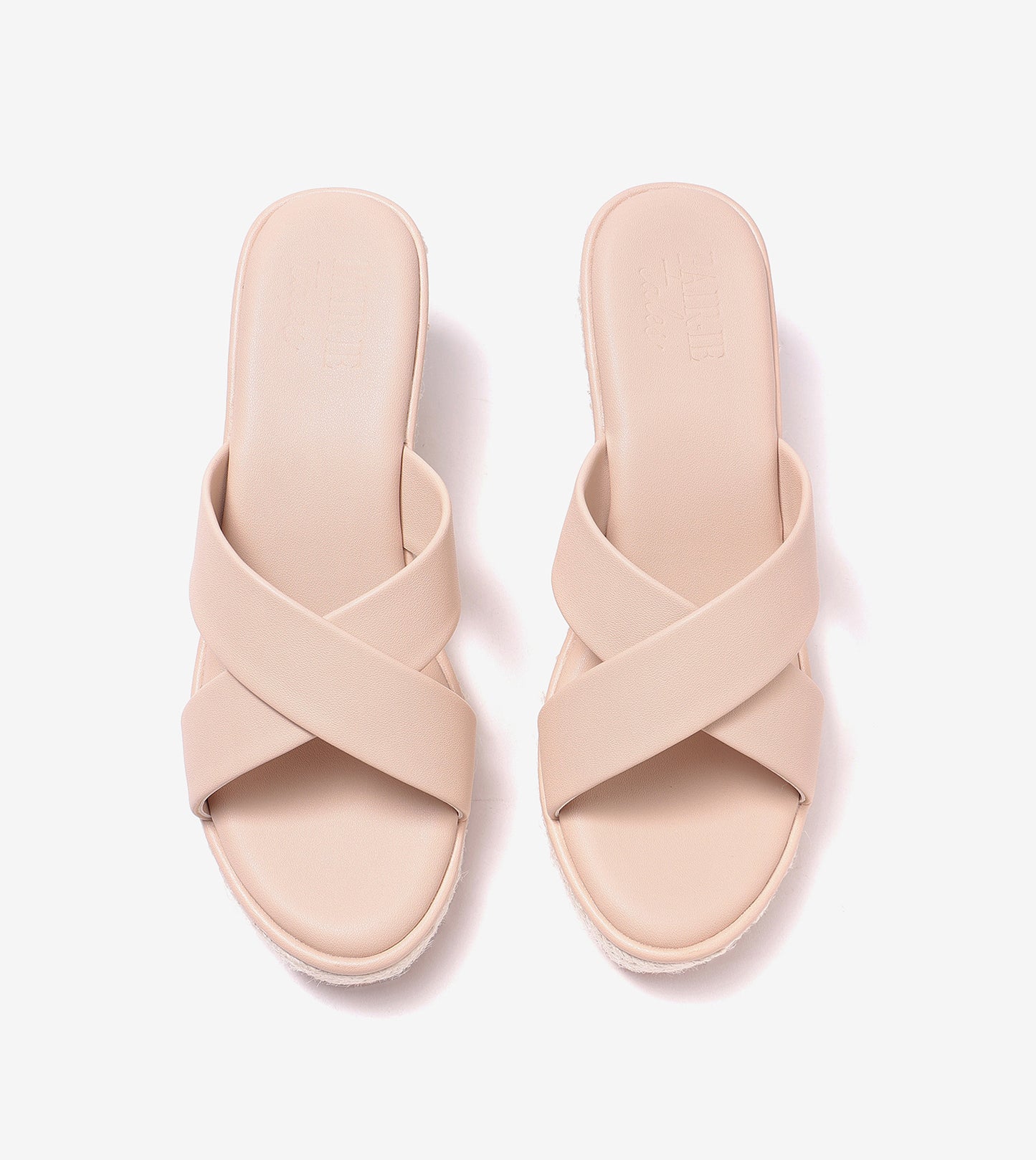 Cross Strap Espadrille Wedges - Cream