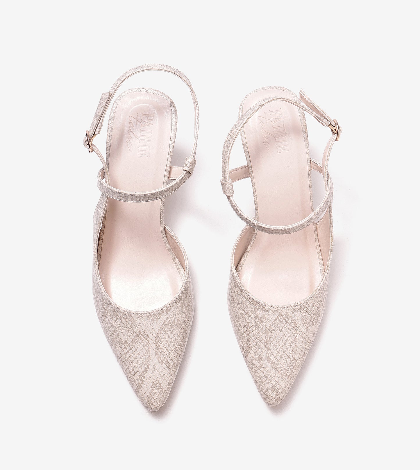 Snake Print Pointed Toe Slingback Pumps - Grey