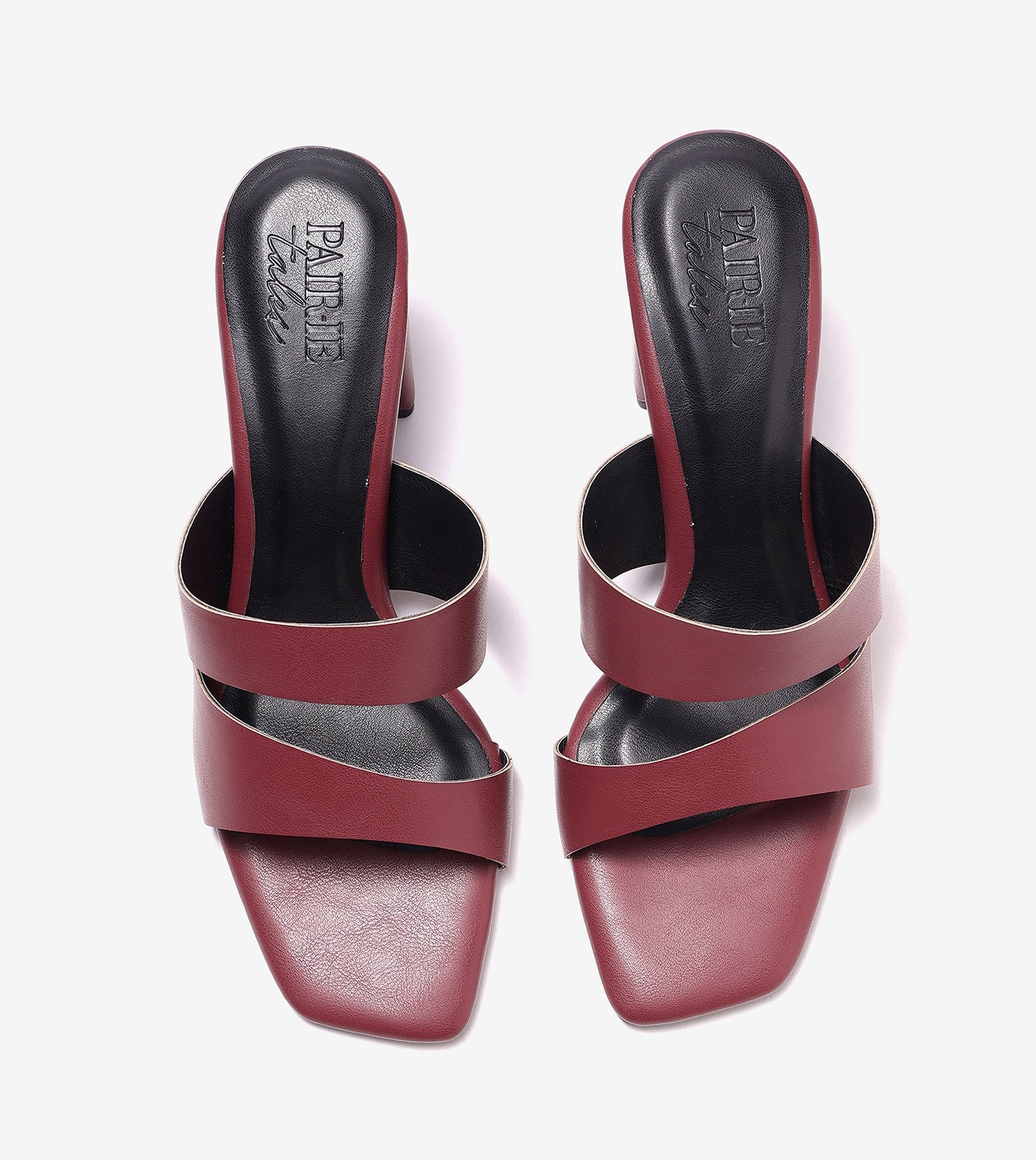 Asymmetric Cutout Block Heeled Slide Sandals - Maroon