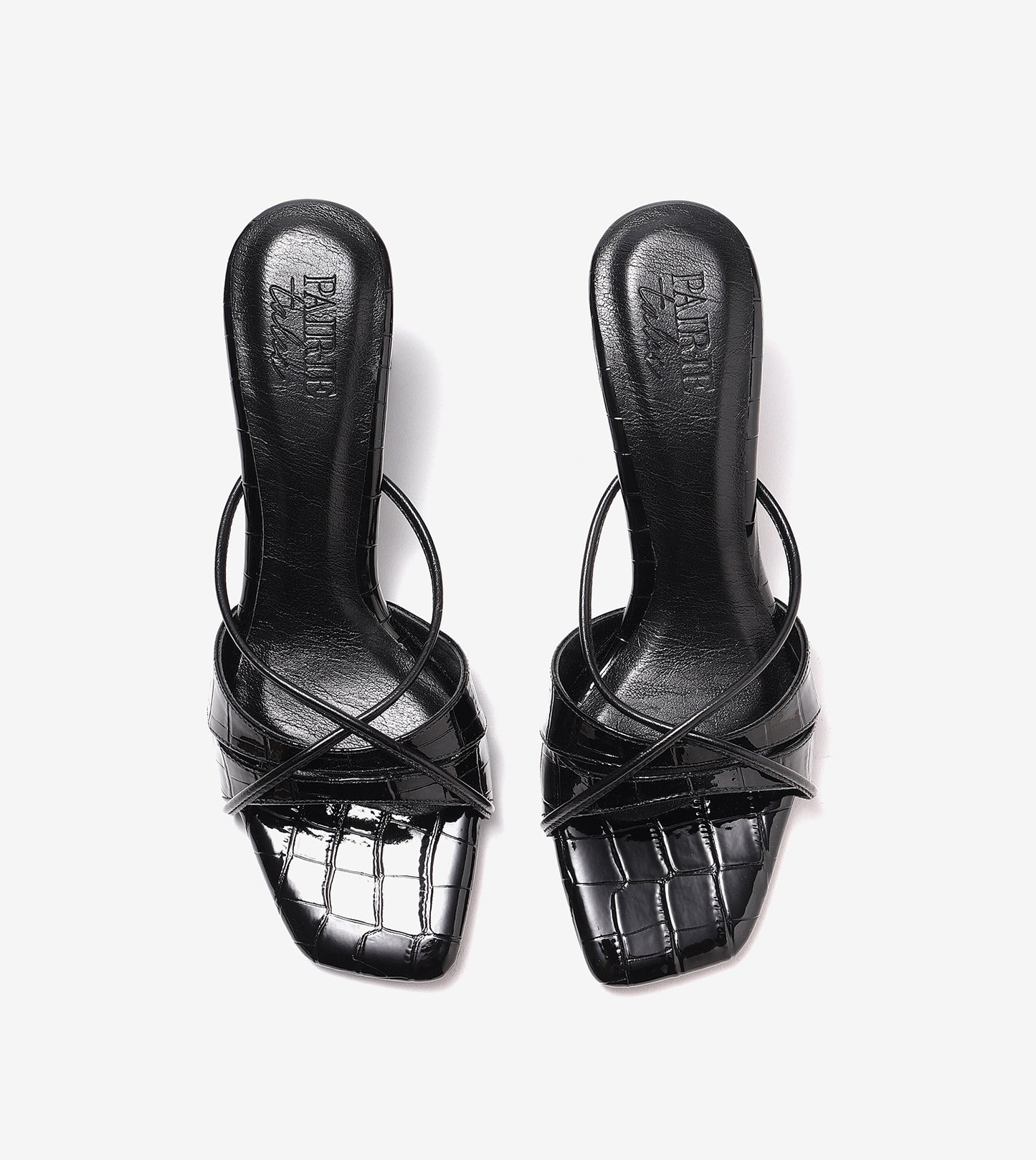 Patent Croco Meadow Strappy Sandals - Black