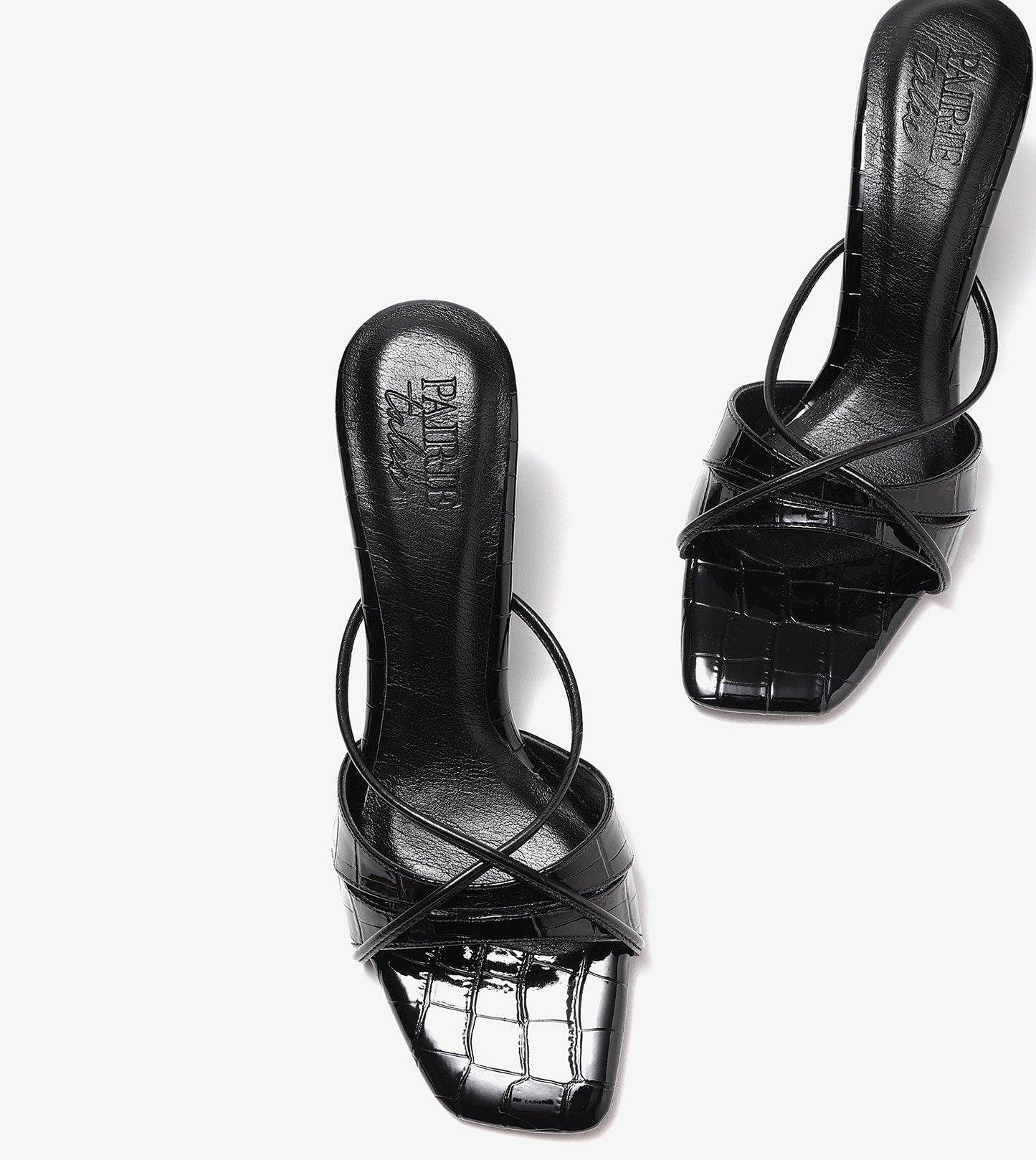 Patent Croco Meadow Strappy Sandals - Black
