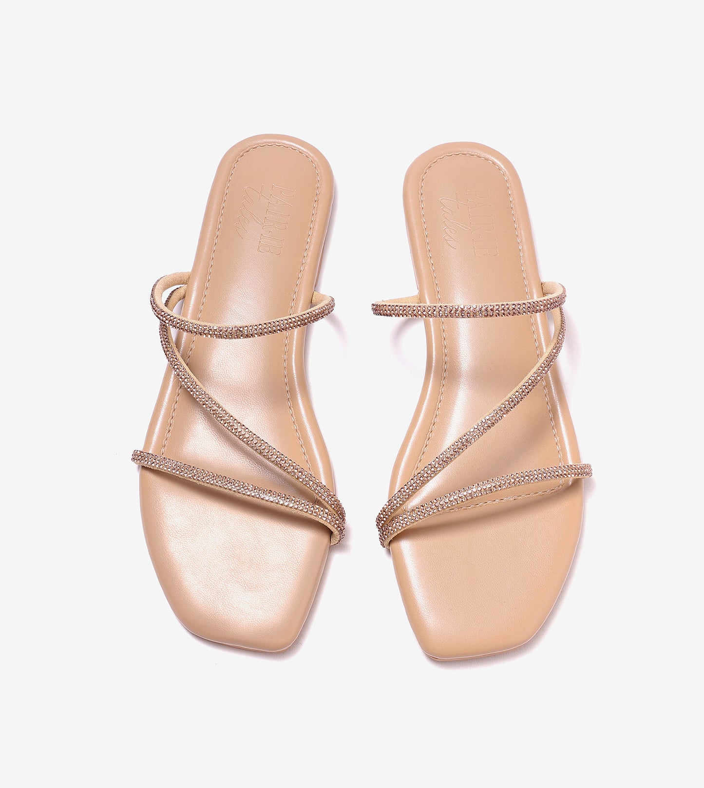 Rhinestone Strappy Sandals - Rose Gold