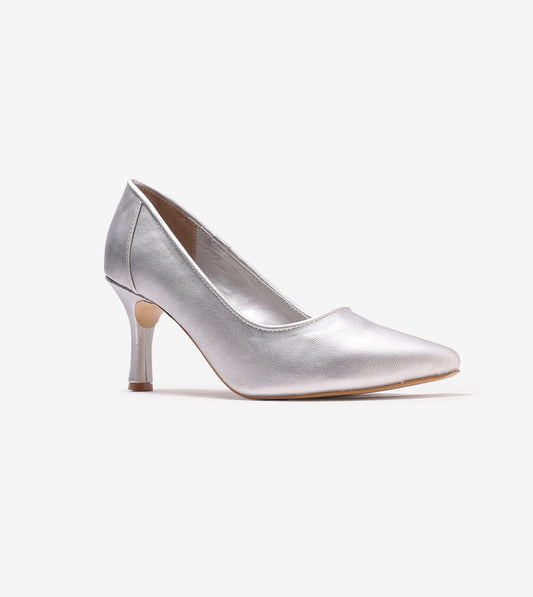 Matt Pointed Toe Pumps - Silver