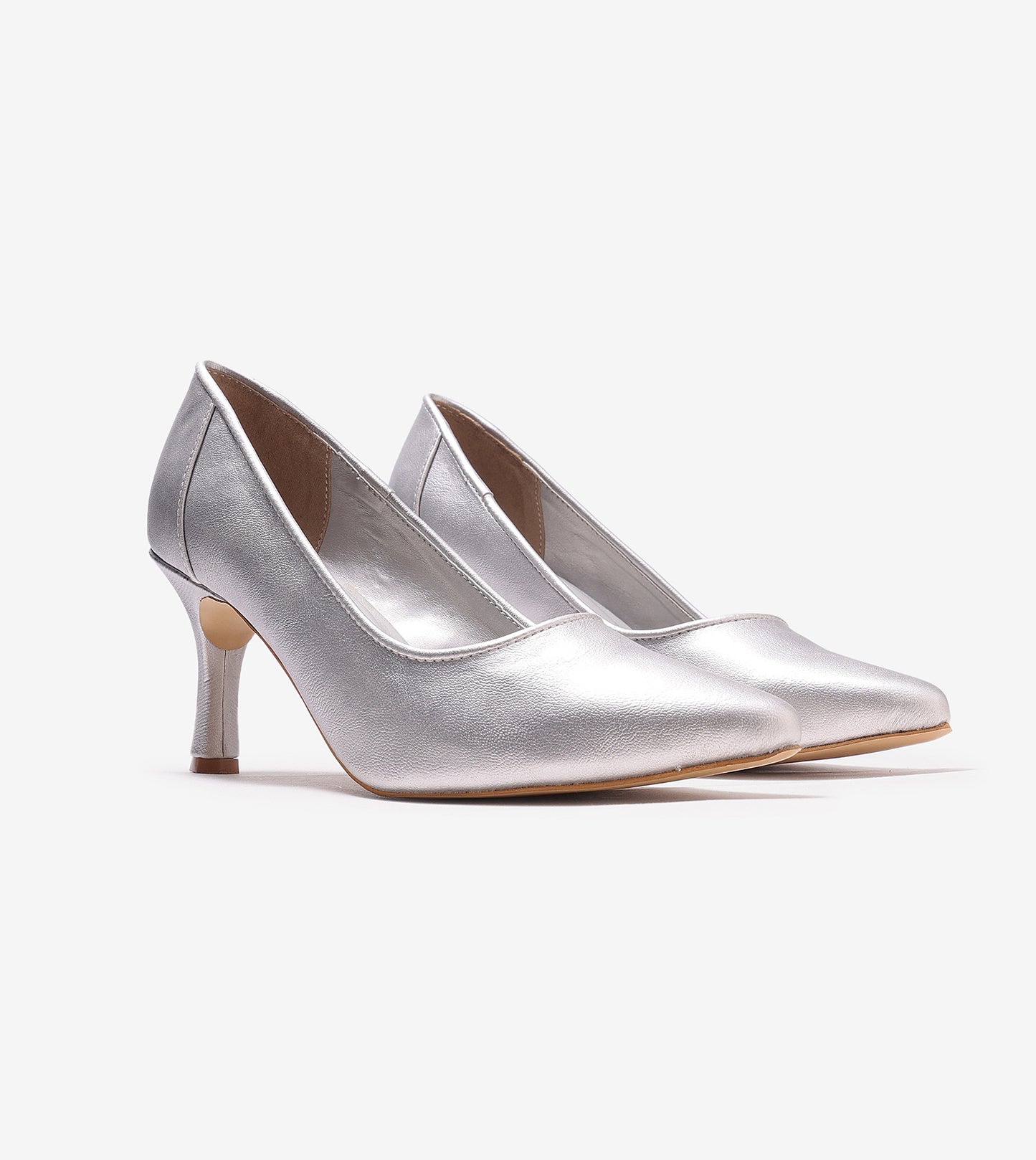 Matt Pointed Toe Pumps - Silver