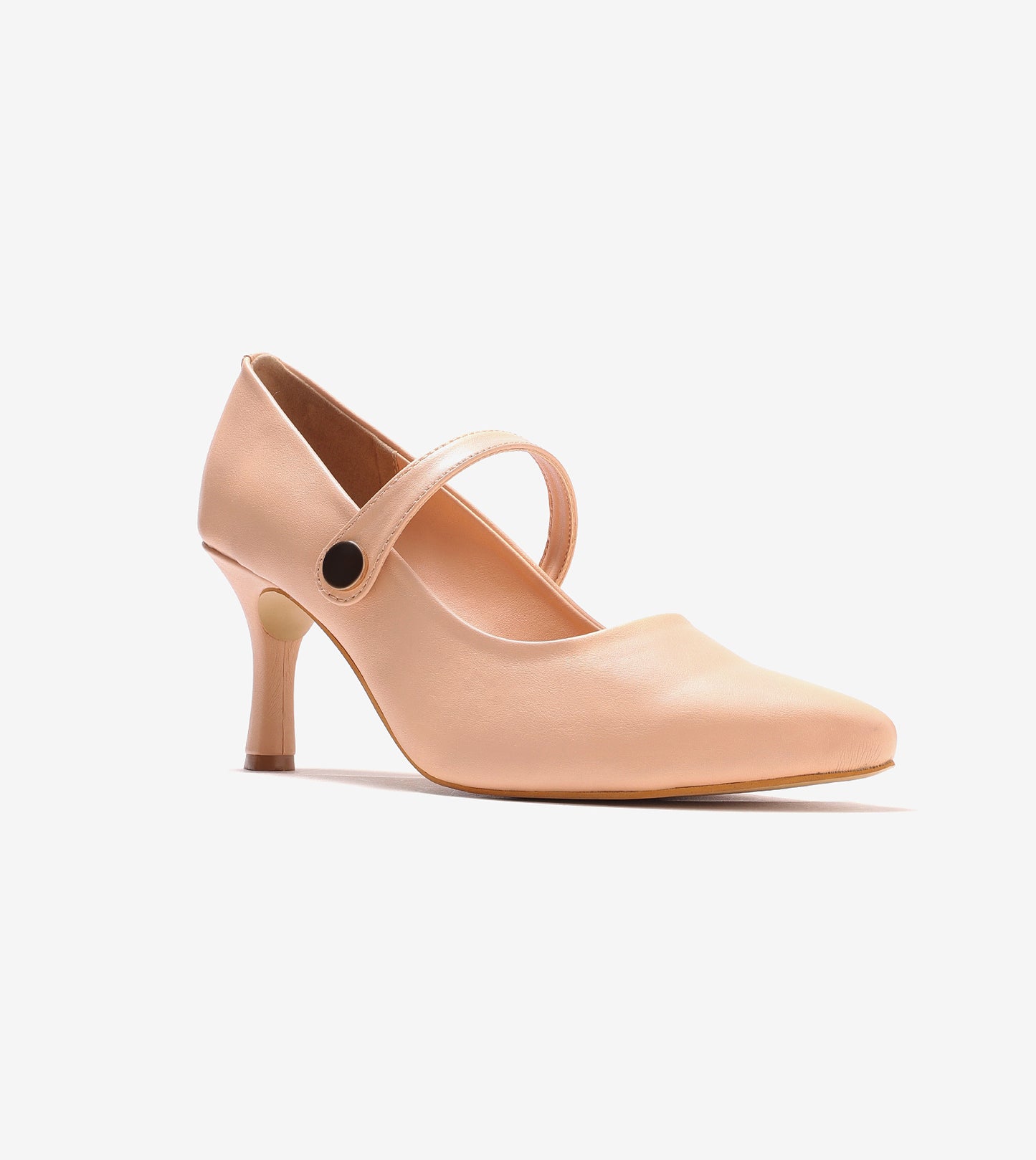 Pointed Toe Mary Jane Pumps - Peach