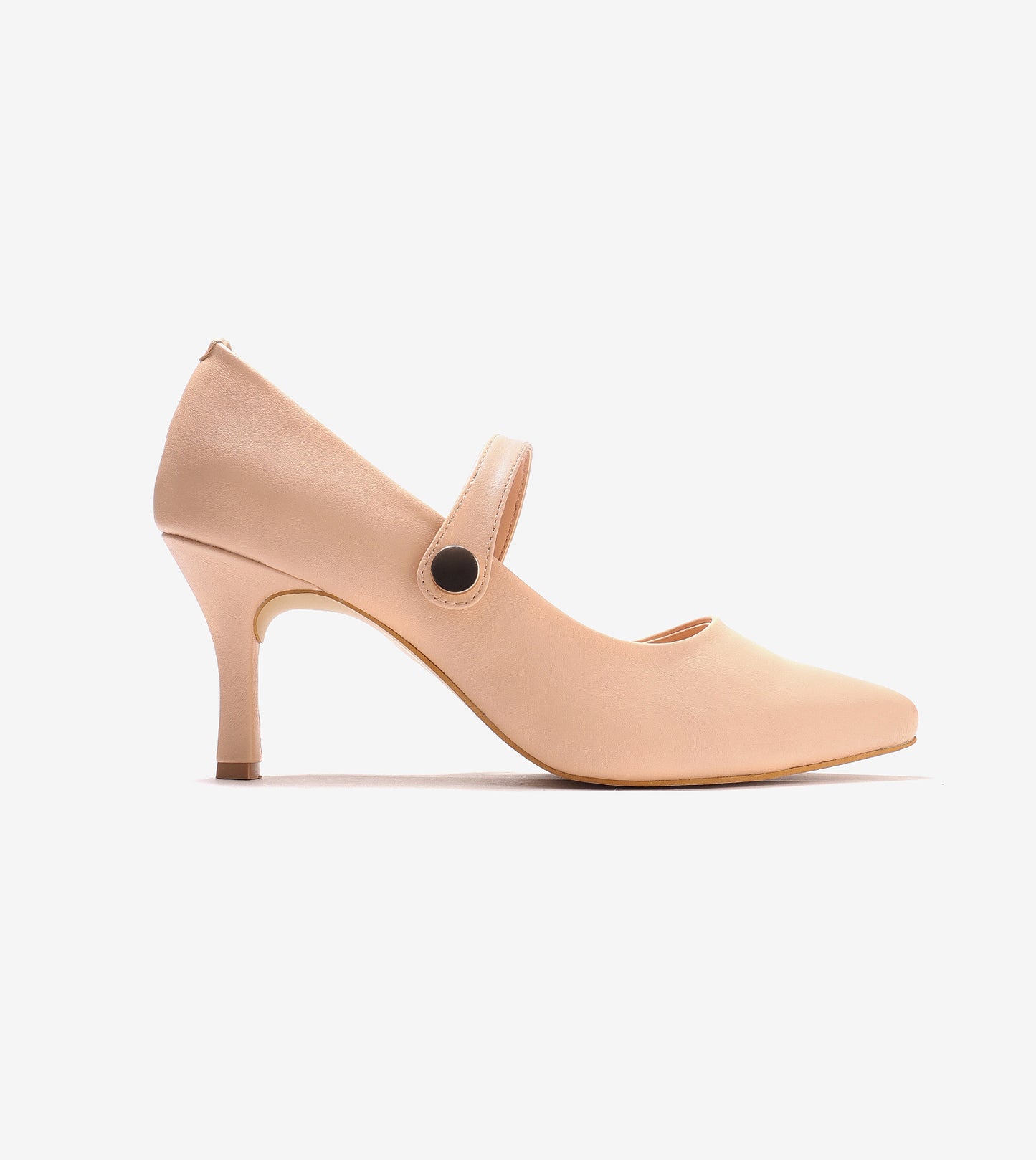 Pointed Toe Mary Jane Pumps - Peach