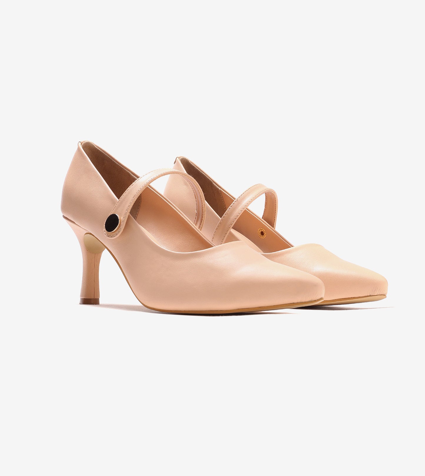 Pointed Toe Mary Jane Pumps - Peach