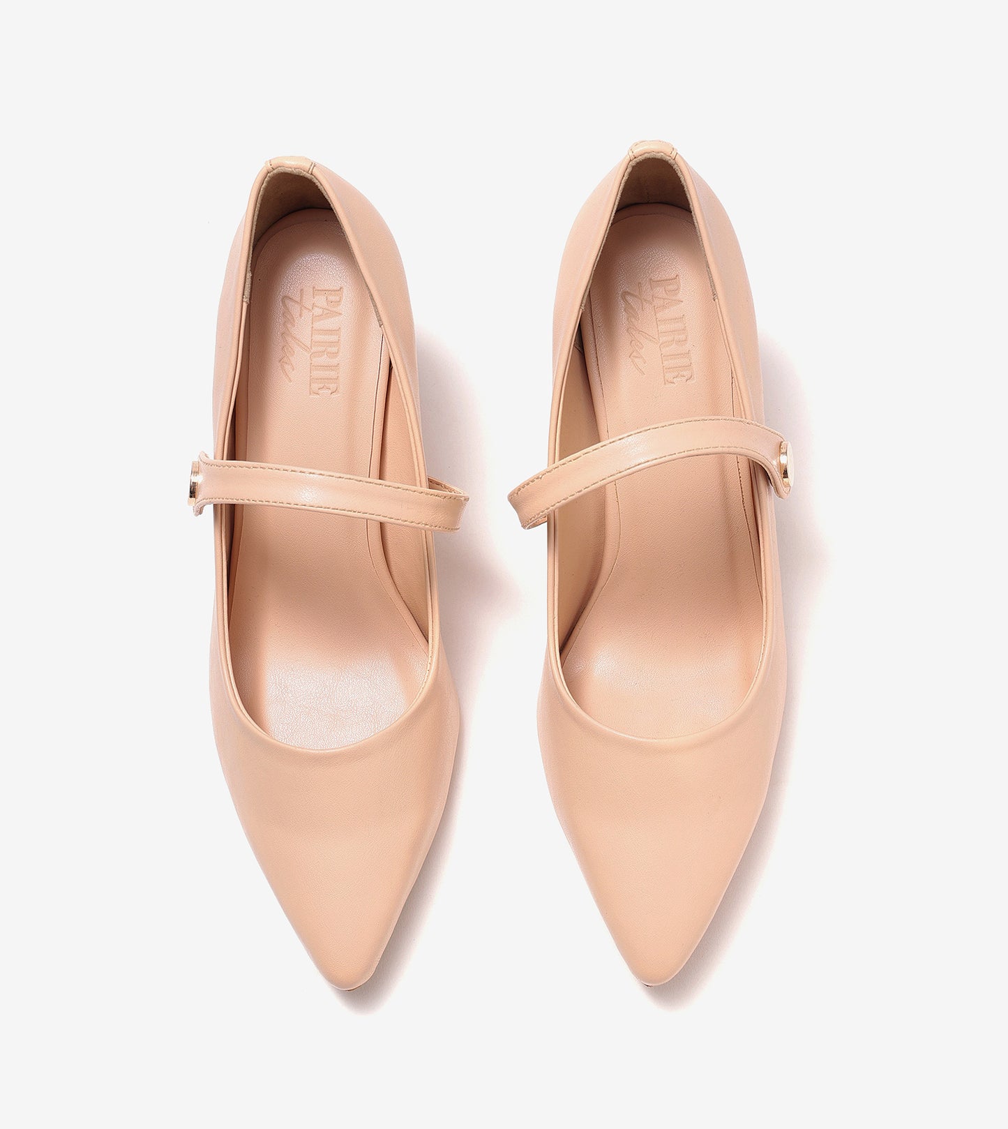 Pointed Toe Mary Jane Pumps - Peach