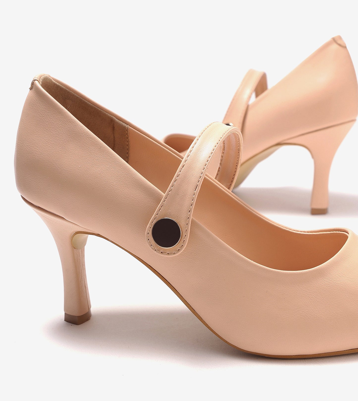 Pointed Toe Mary Jane Pumps - Peach