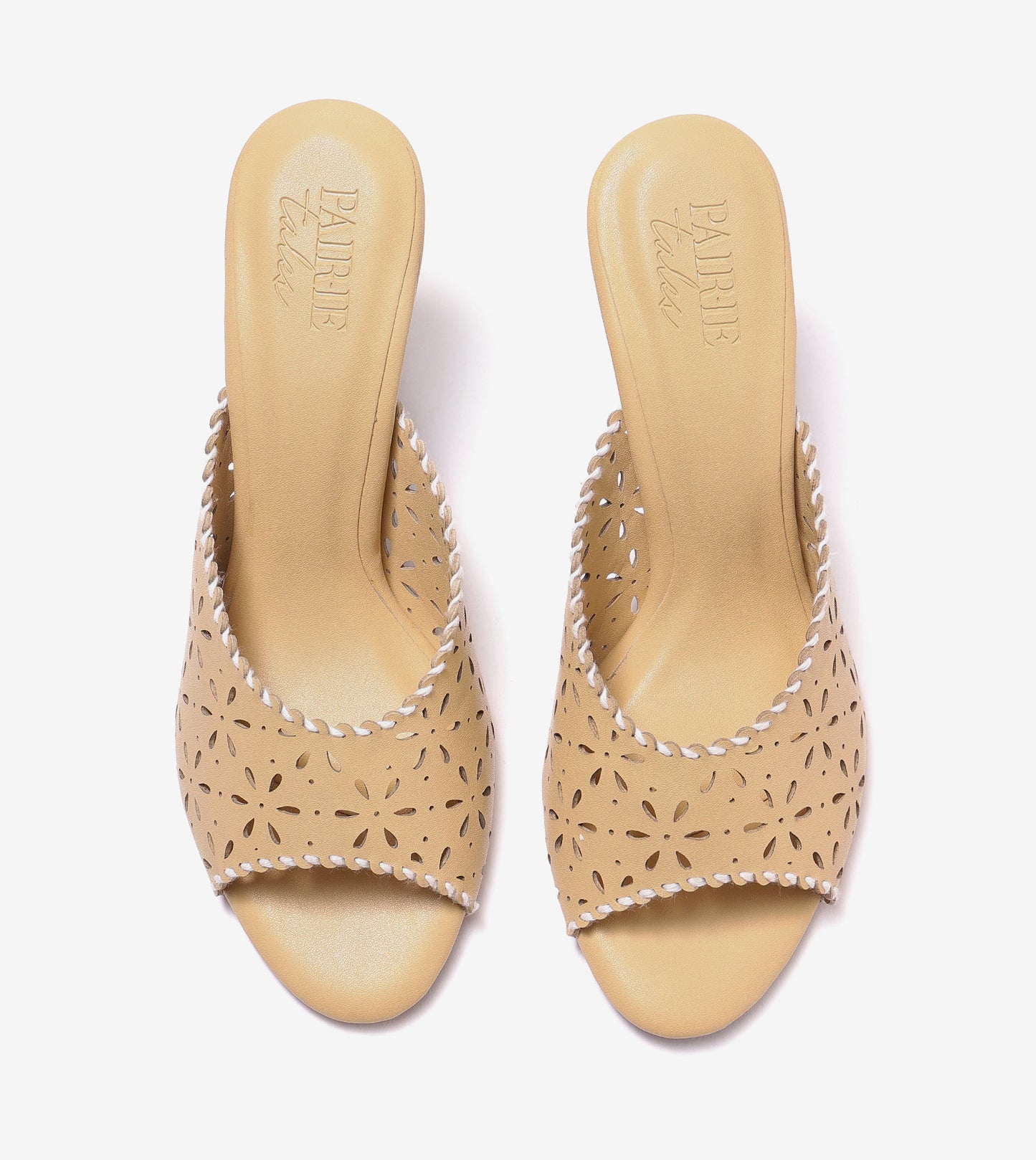 Laser Cutwork Stiletto Mules - Yellow