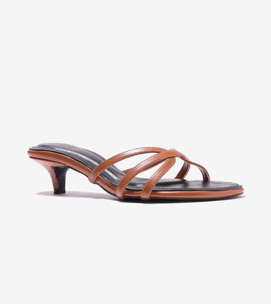 Cross Strap Kitten Mules - Black