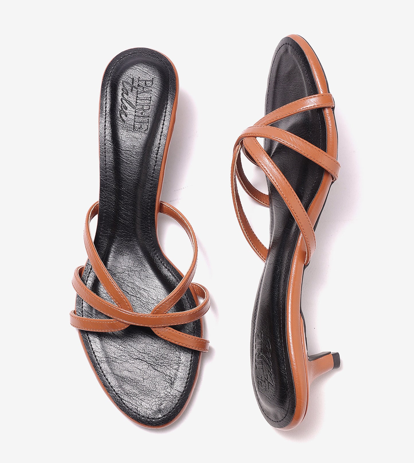 Cross Strap Kitten Mules - Black