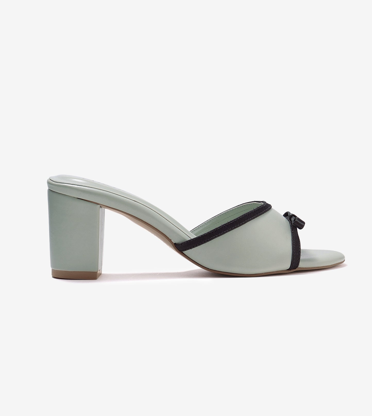 Two Tone Bow Heeled Mules - Green