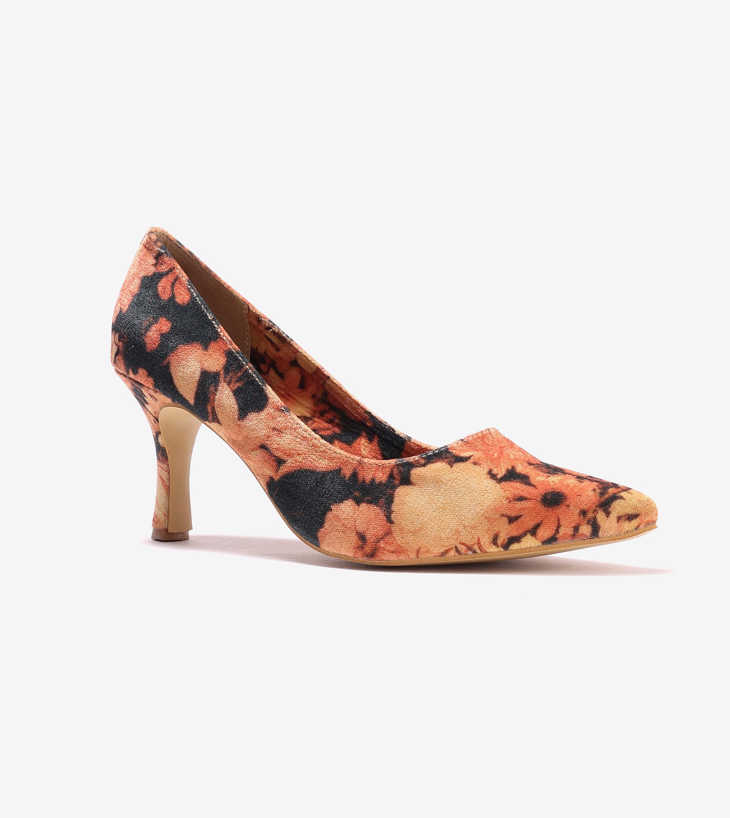 Floral Printed Pumps - Orange