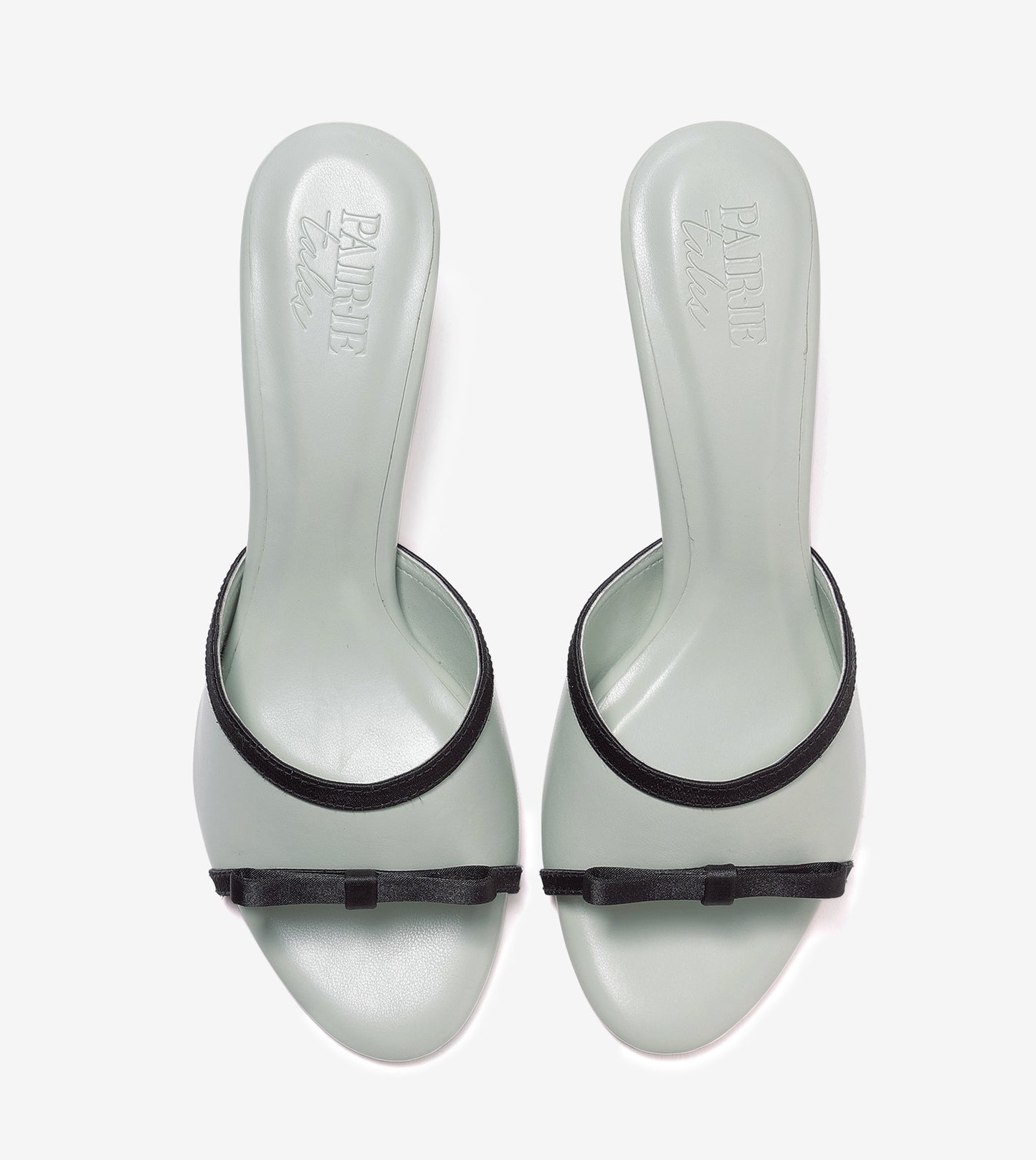 Two Tone Bow Heeled Mules - Green