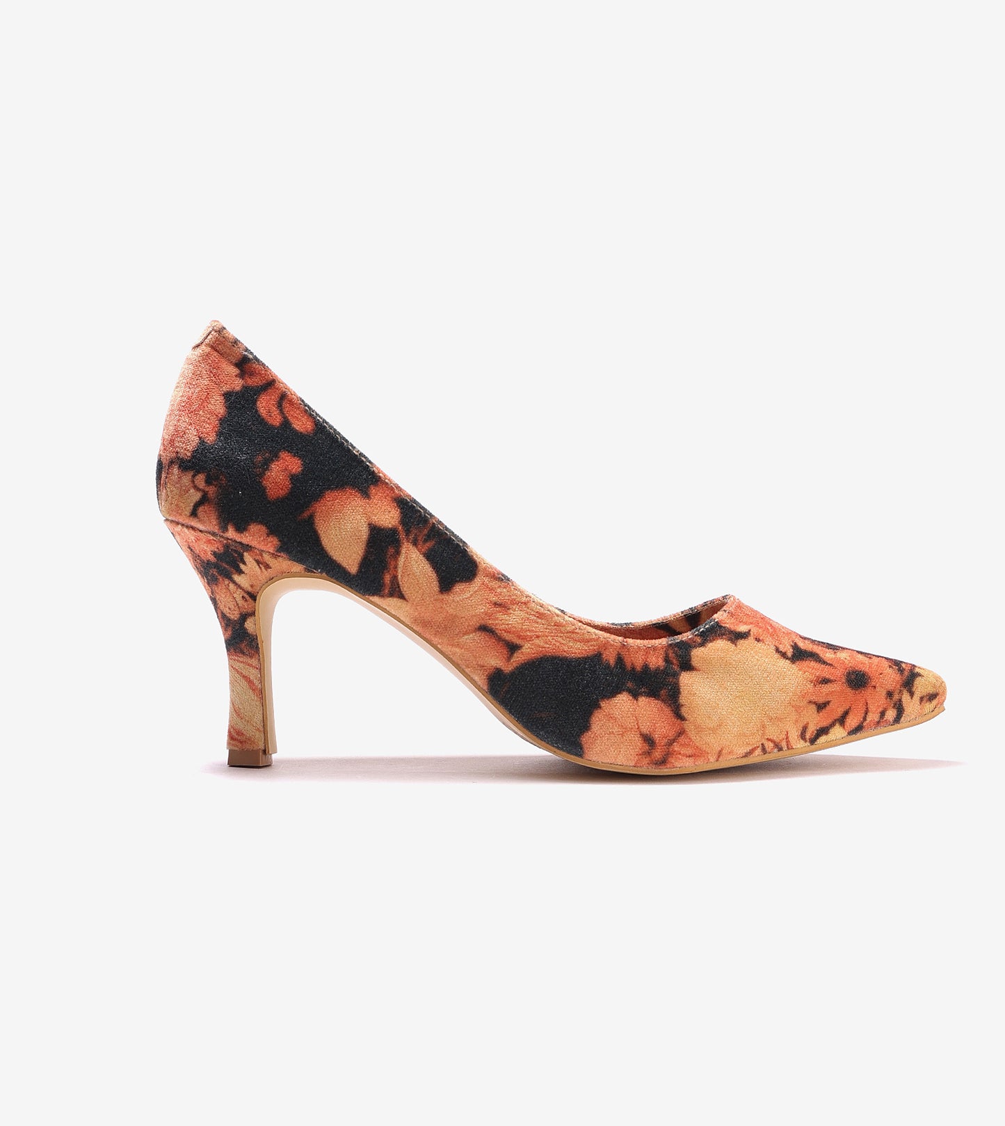 Floral Printed Pumps - Orange