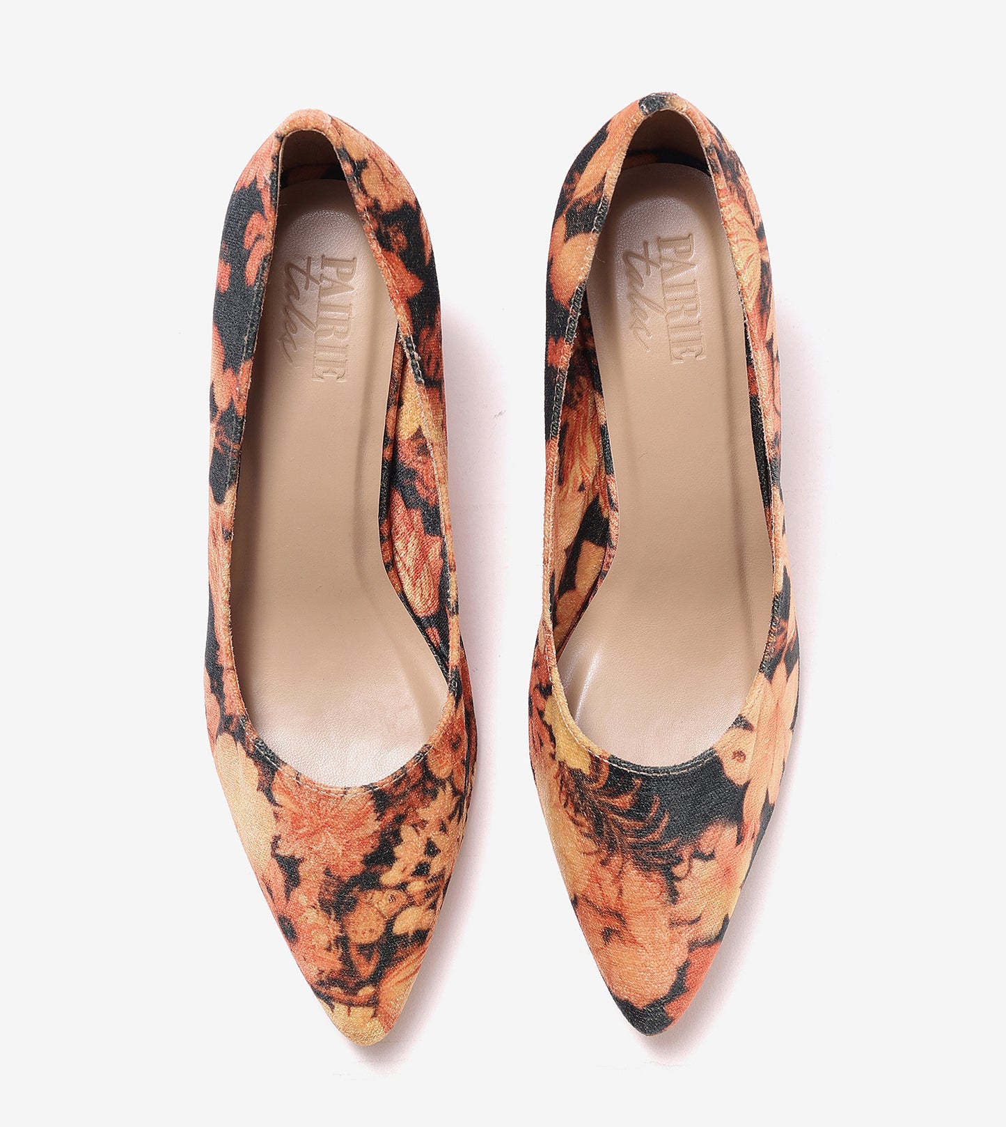 Floral Printed Pumps - Orange