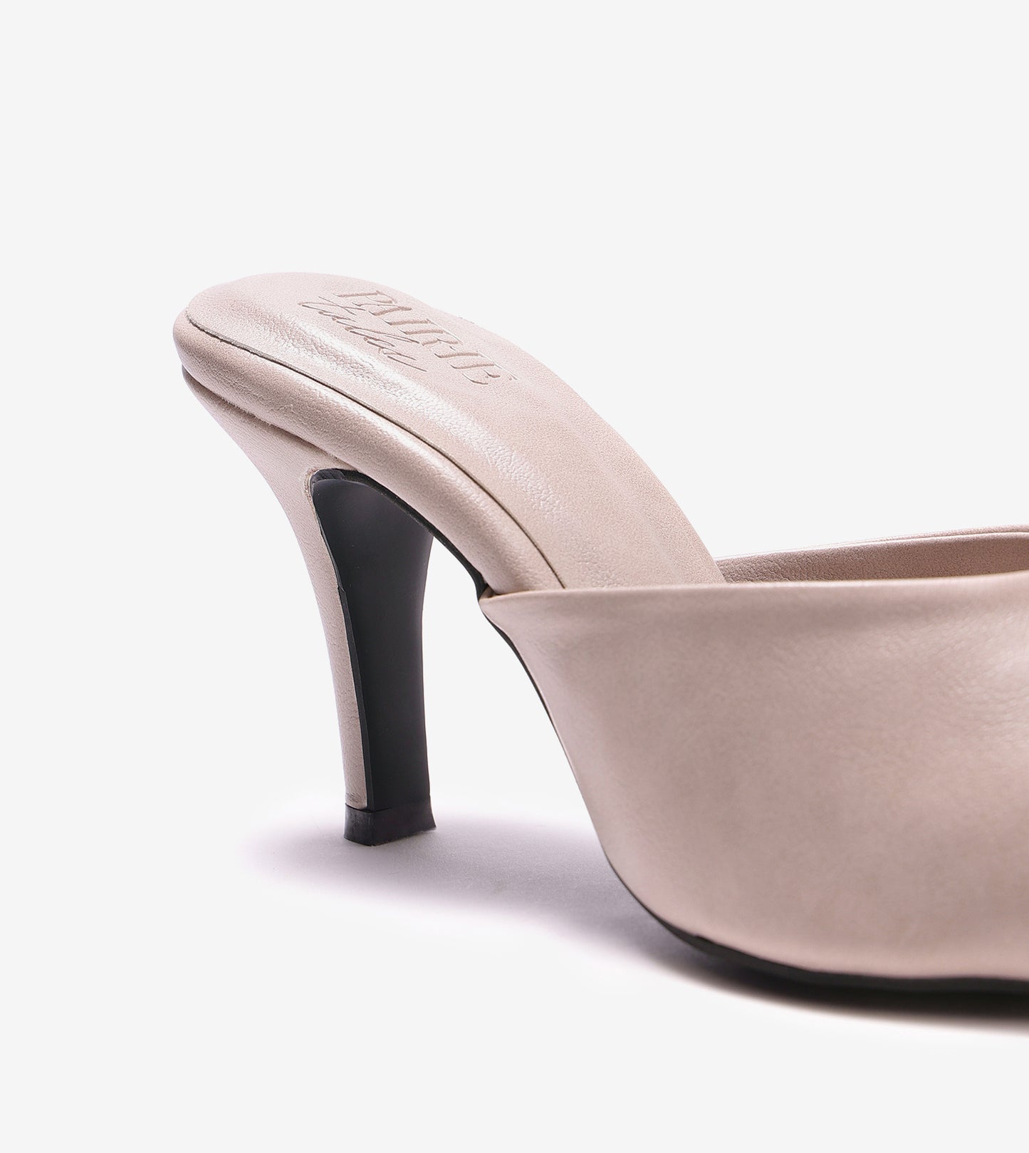Almond Toe Stiletto Tweed Mules - Stone