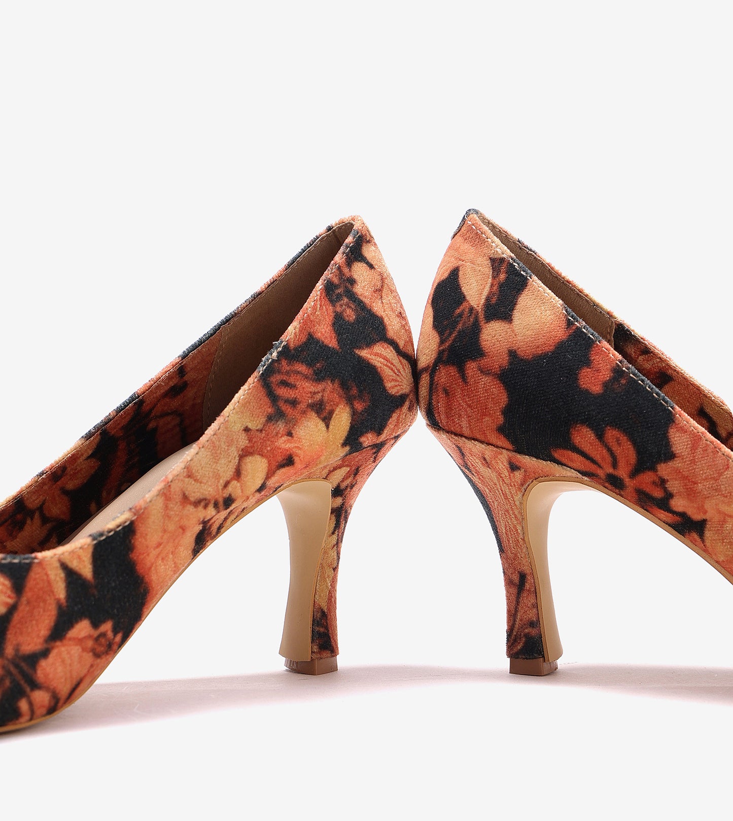 Floral Printed Pumps - Orange