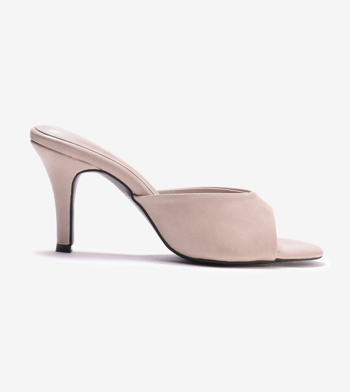 Almond Toe Stiletto Tweed Mules - Stone