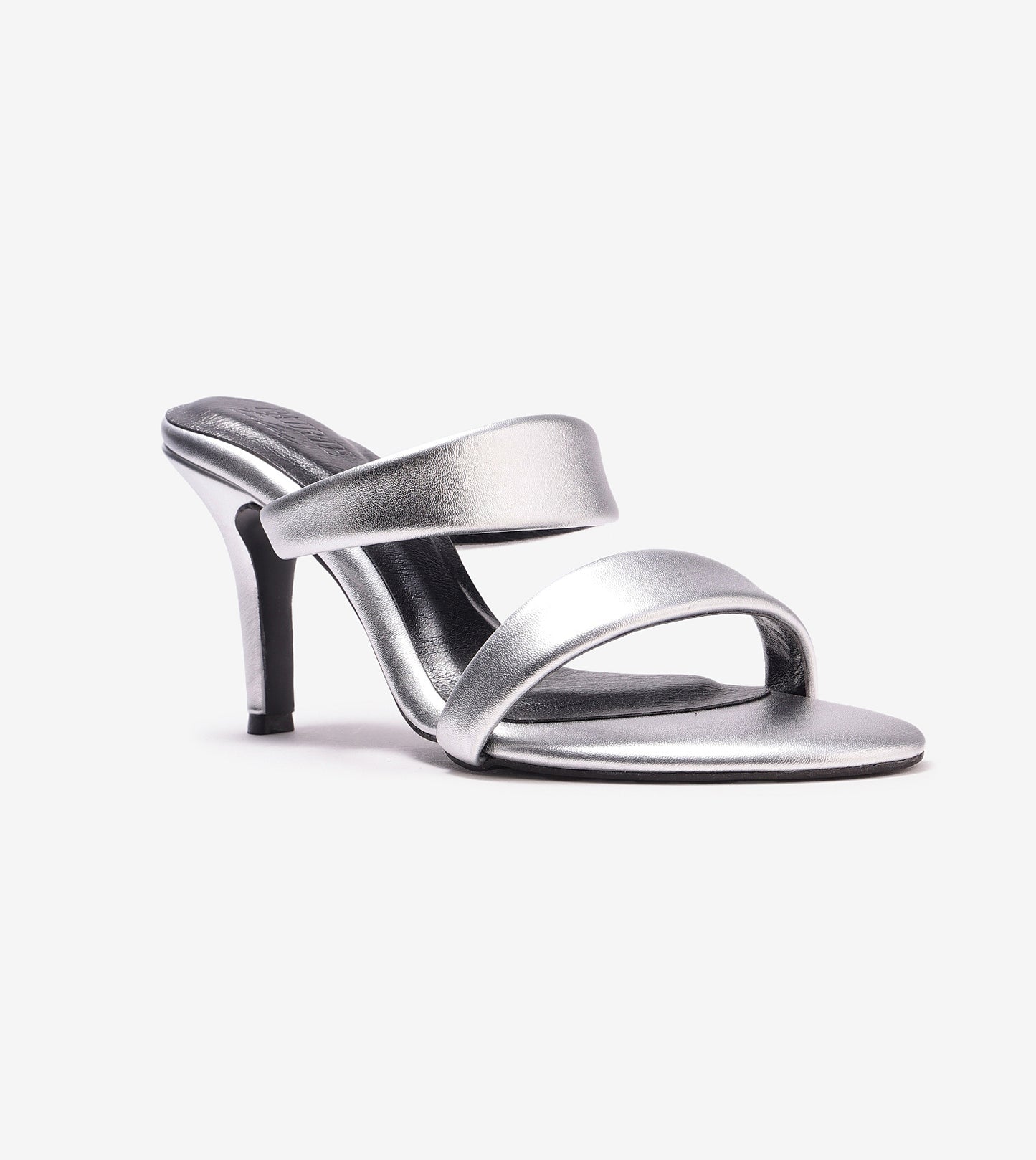 Two Strap Stiletto-Heel Sandals - Silver