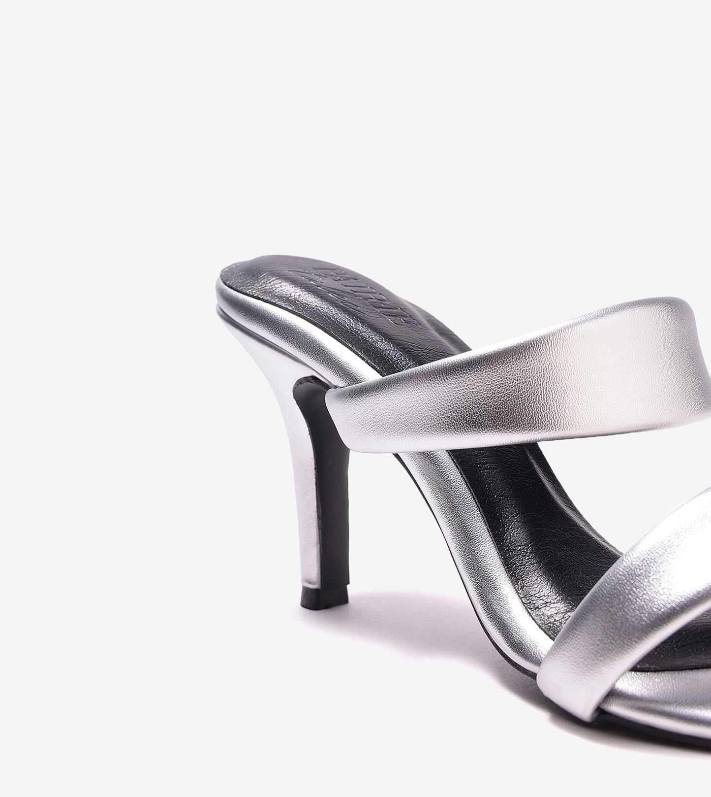 Two Strap Stiletto-Heel Sandals - Silver