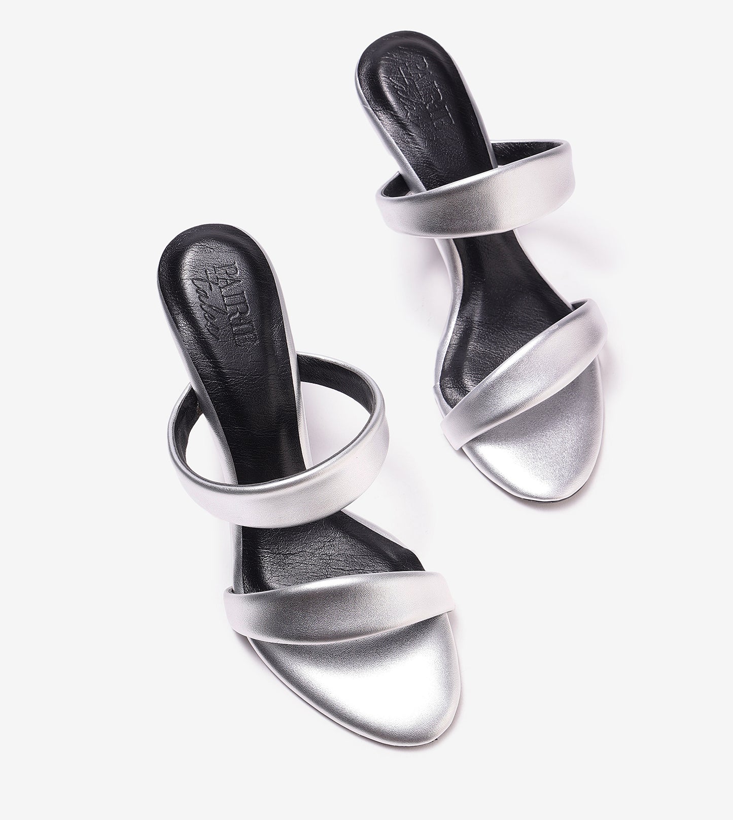 Two Strap Stiletto-Heel Sandals - Silver