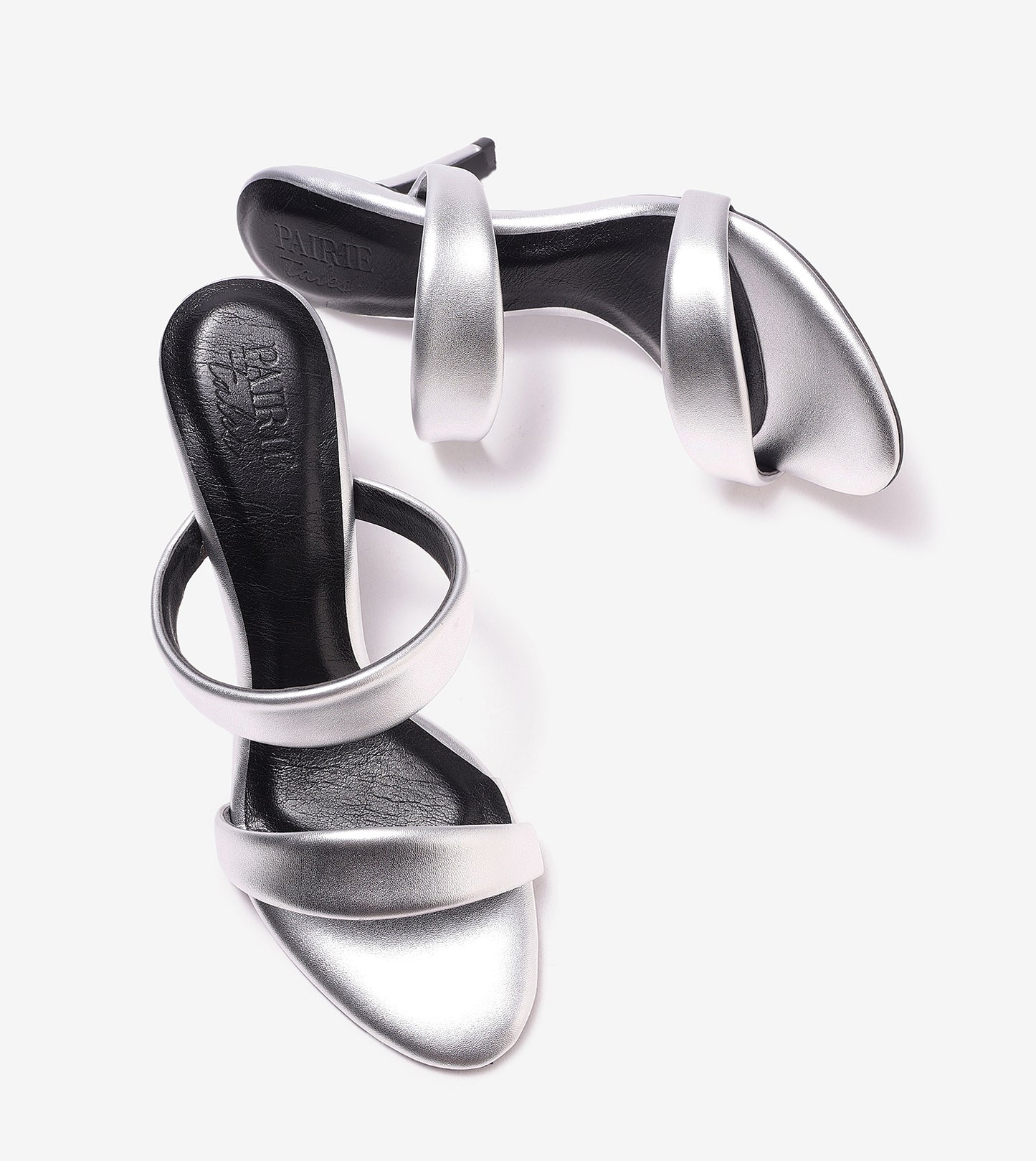 Two Strap Stiletto-Heel Sandals - Silver