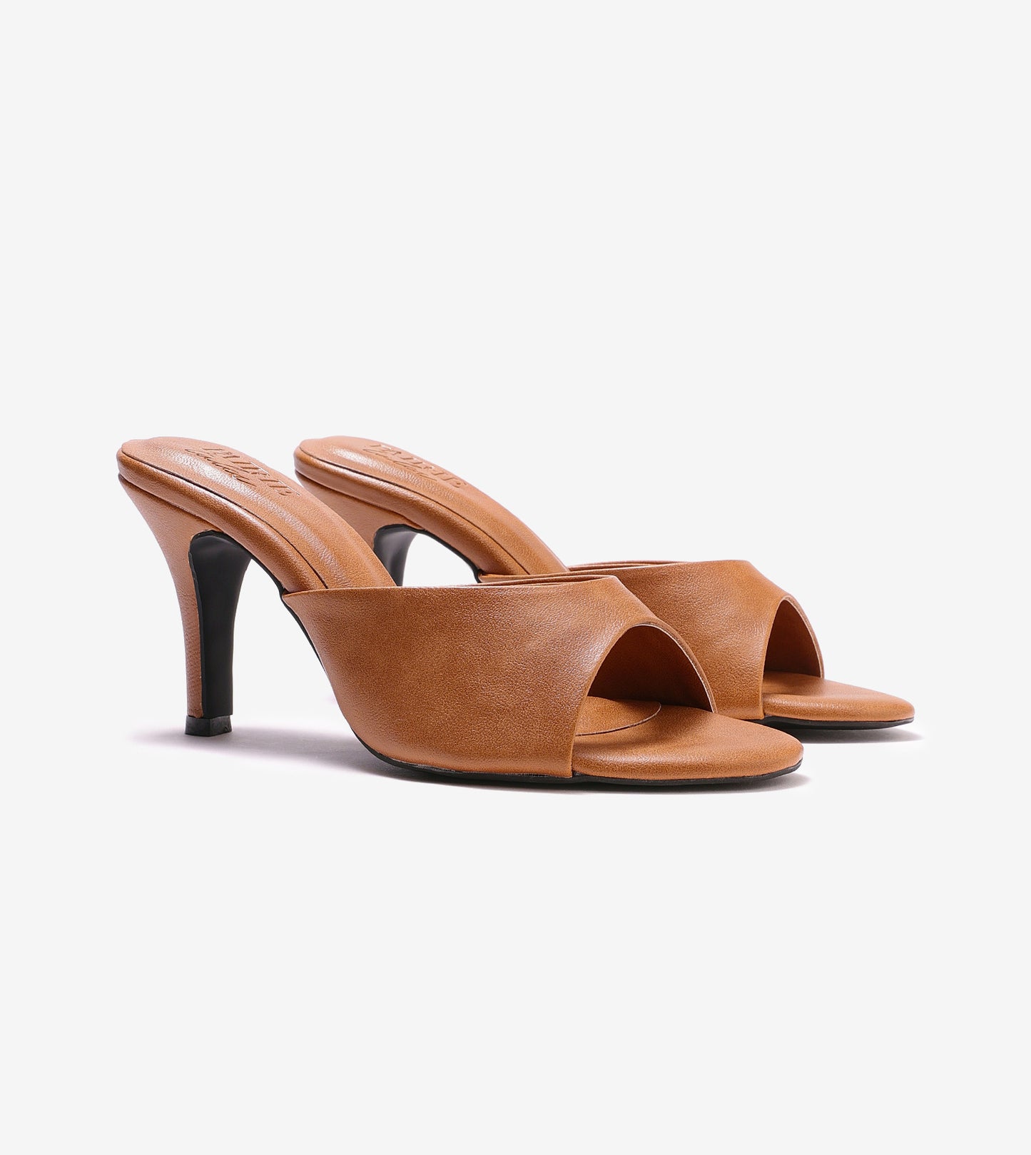 Almond Toe Stiletto Mules - Tan