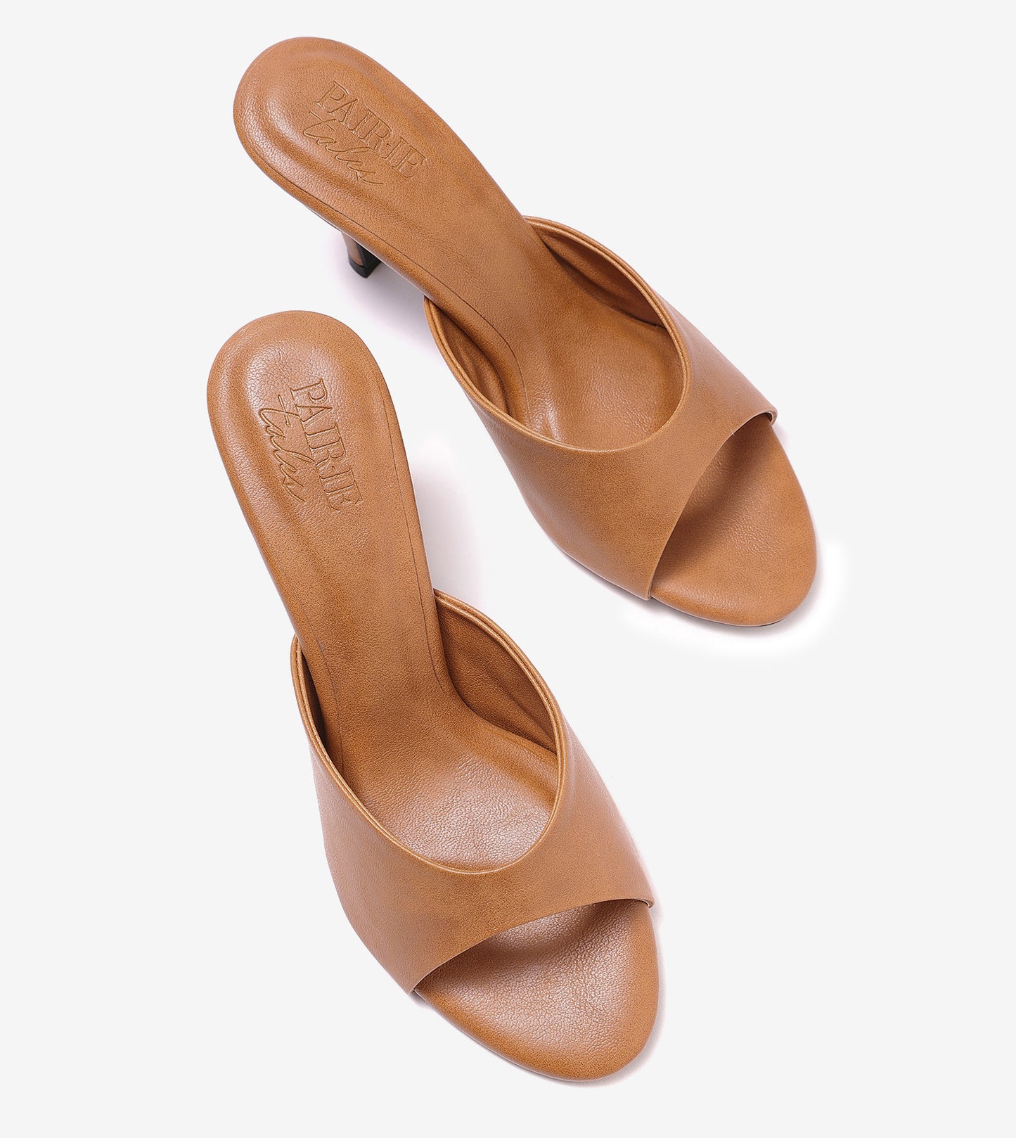 Almond Toe Stiletto Mules - Tan