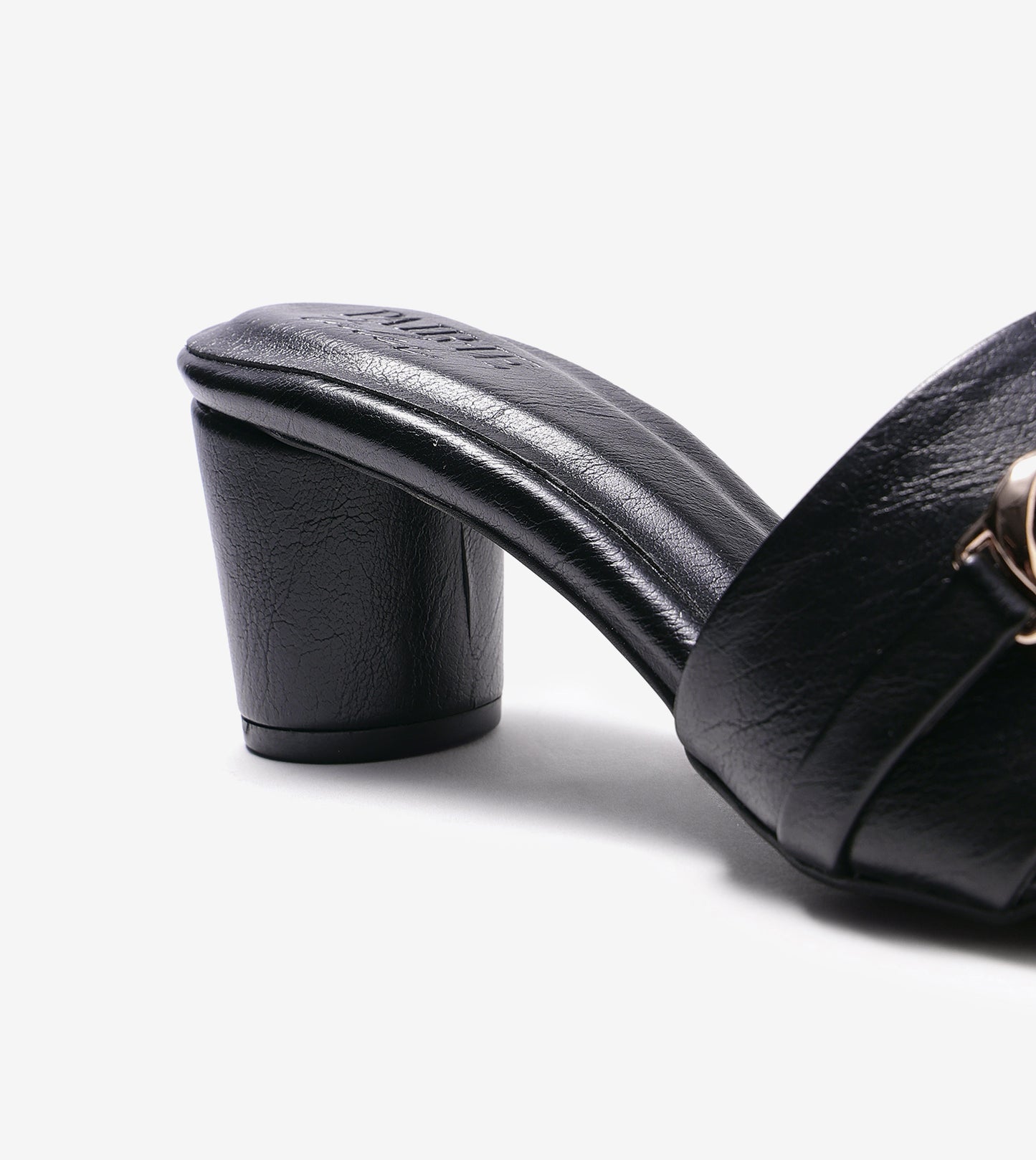 Chain Link Heeled Mules - Black