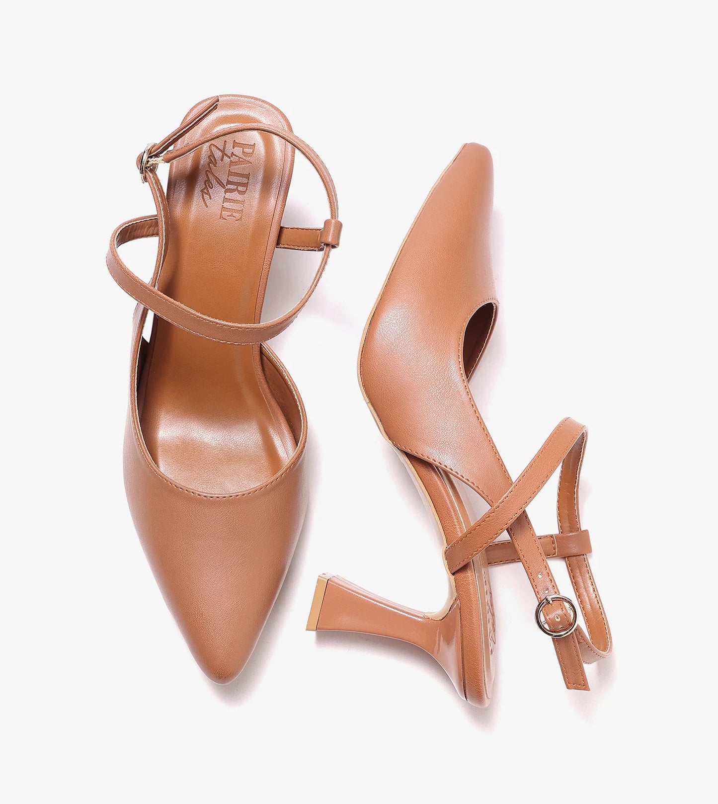 Slingback Pointed Toe Pumps - Tan