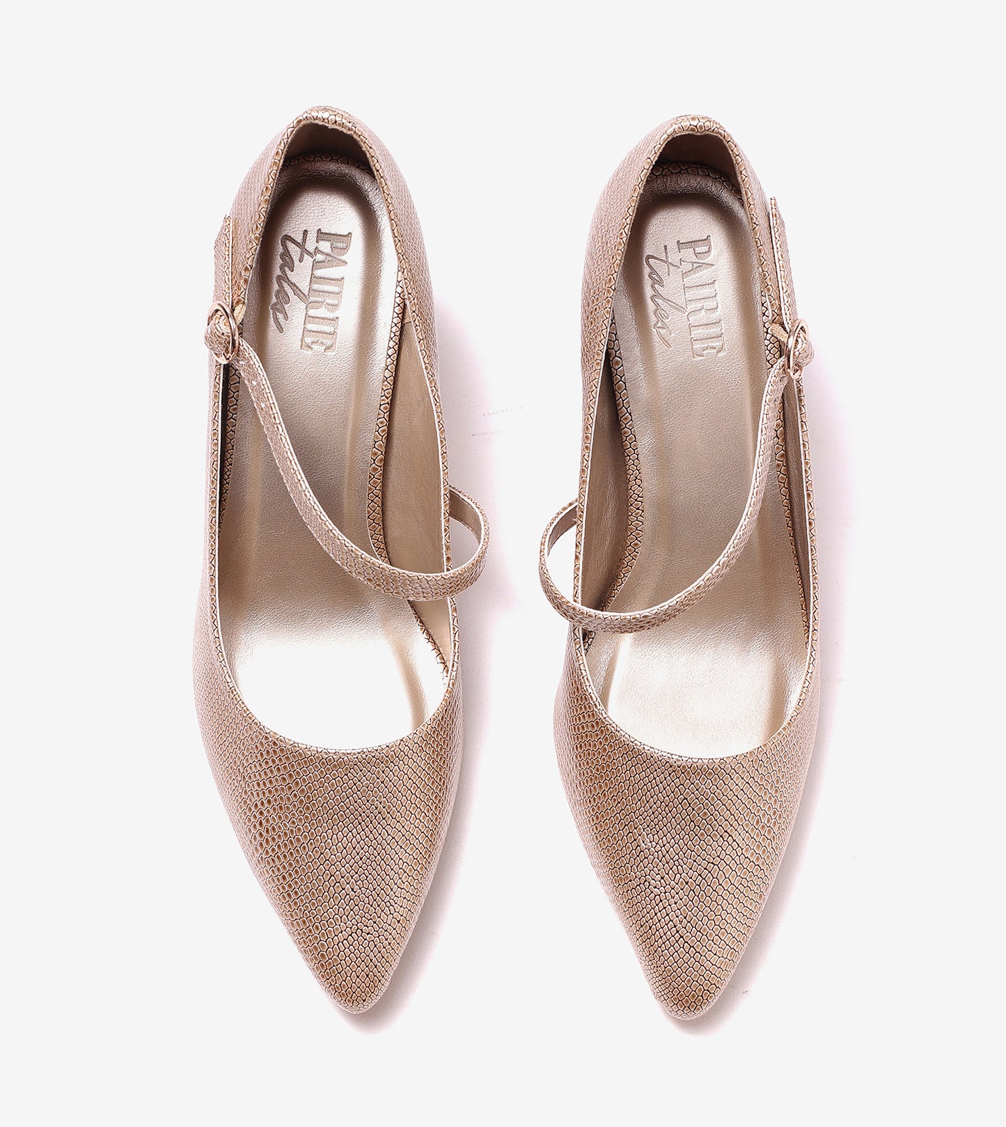 Asymmetric Textured Snake-Print Strappy Heeled Pumps - Gold