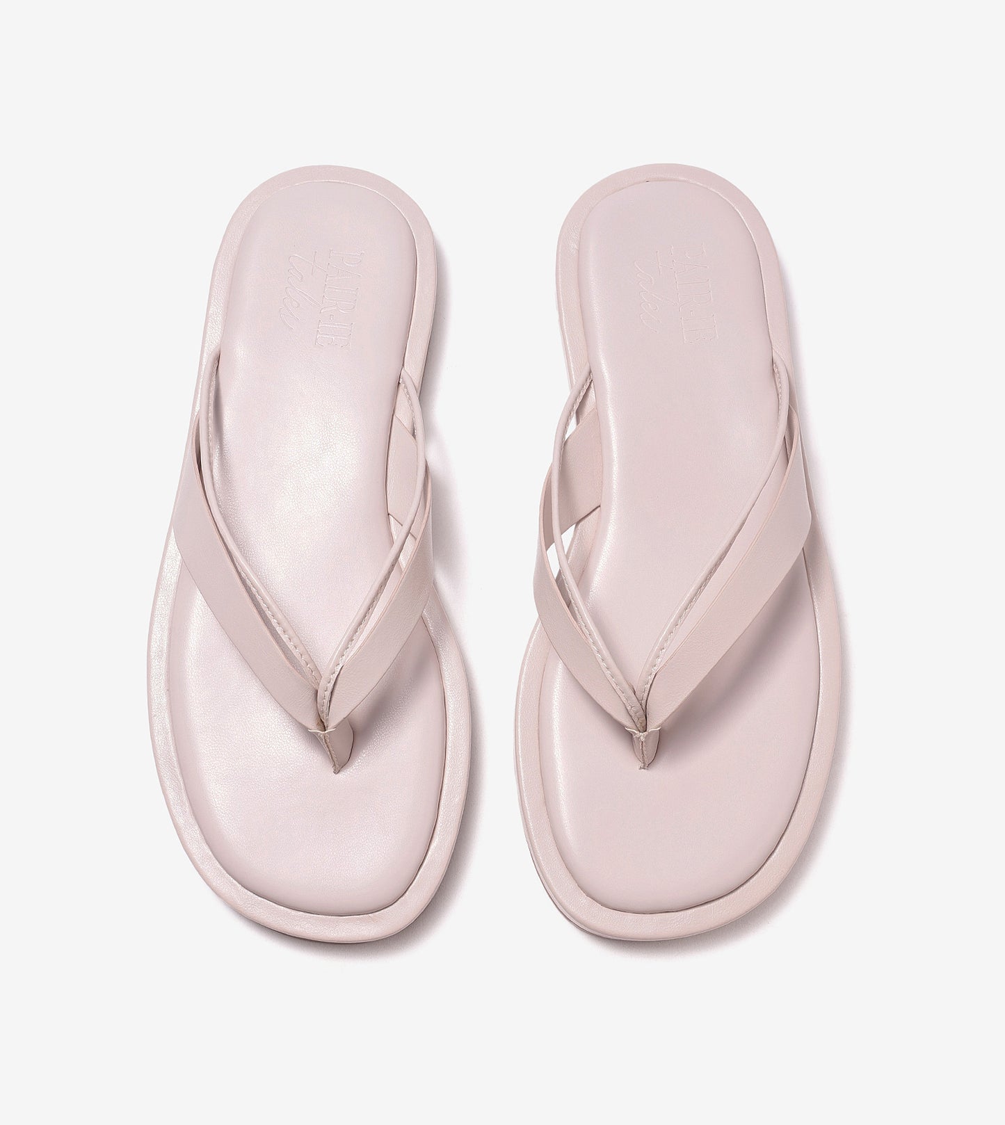 V-Strap Slide Flat Sandals - Cream