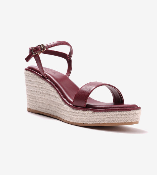 Espadrille Wedges - Maroon