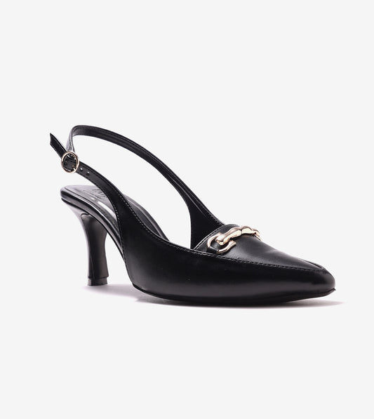 Chain Slingback Pumps - Black