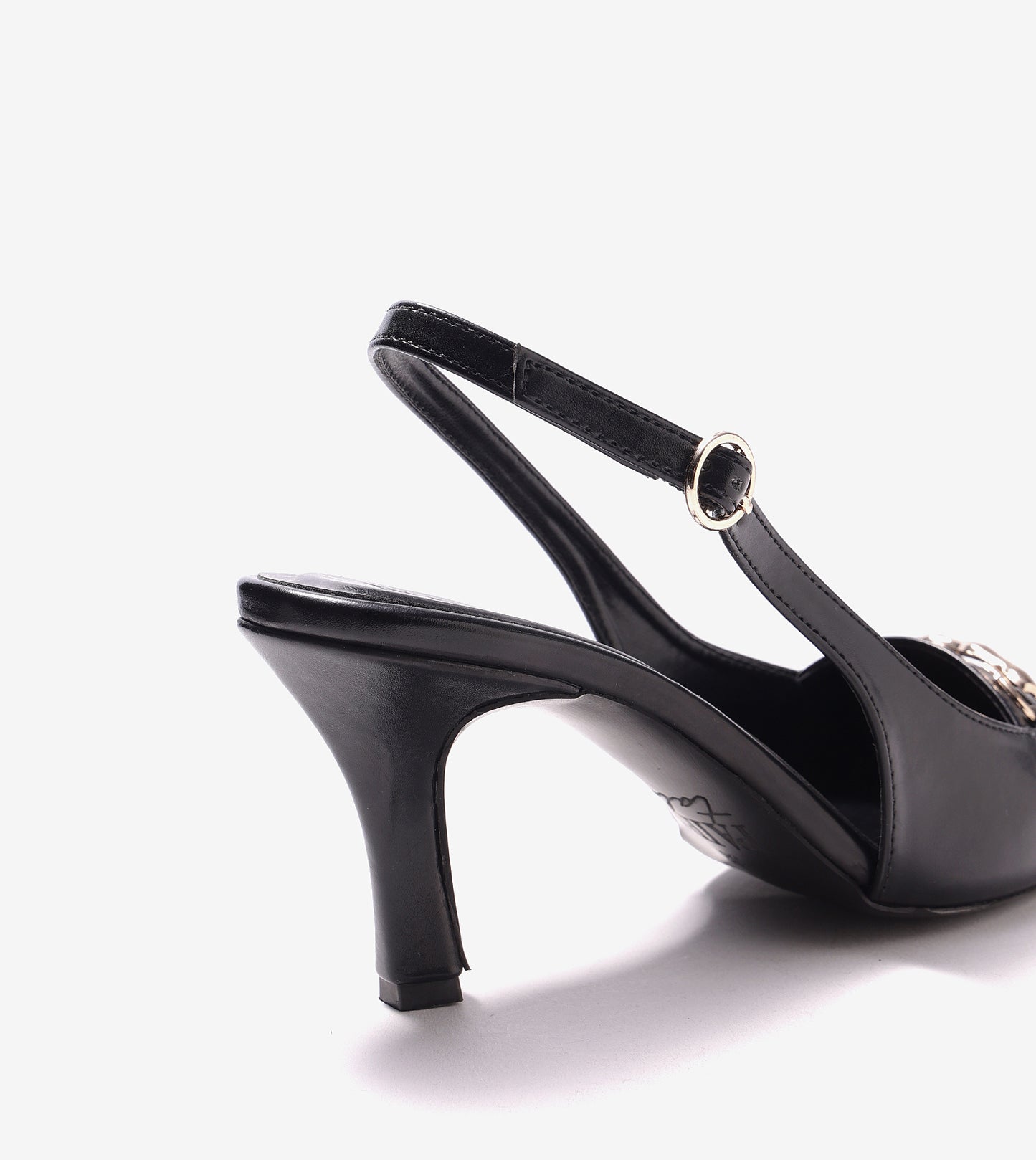 Chain - Embellished Slingback Pumps - Black