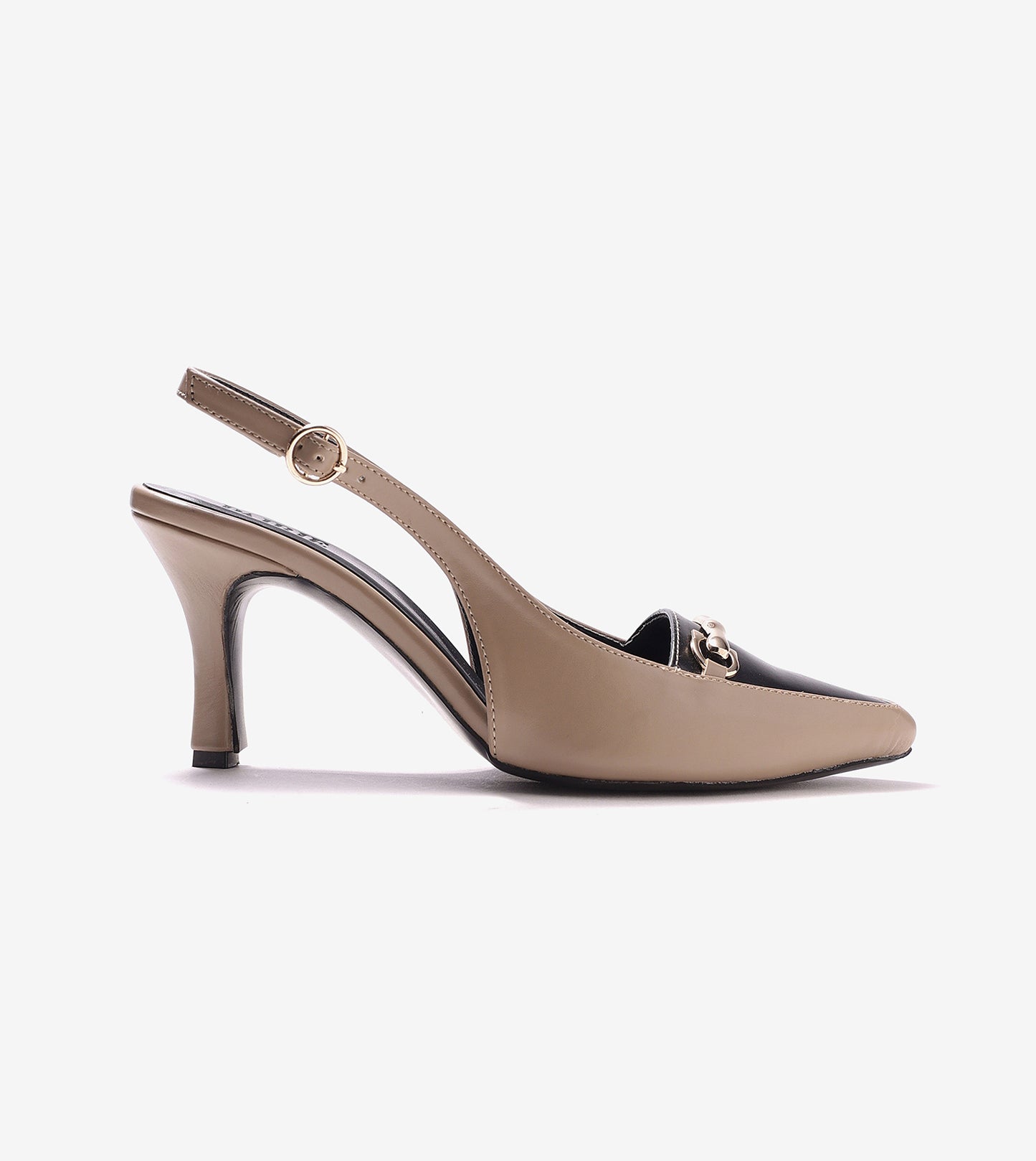 Chain - Embellished Slingback Pumps - Beige